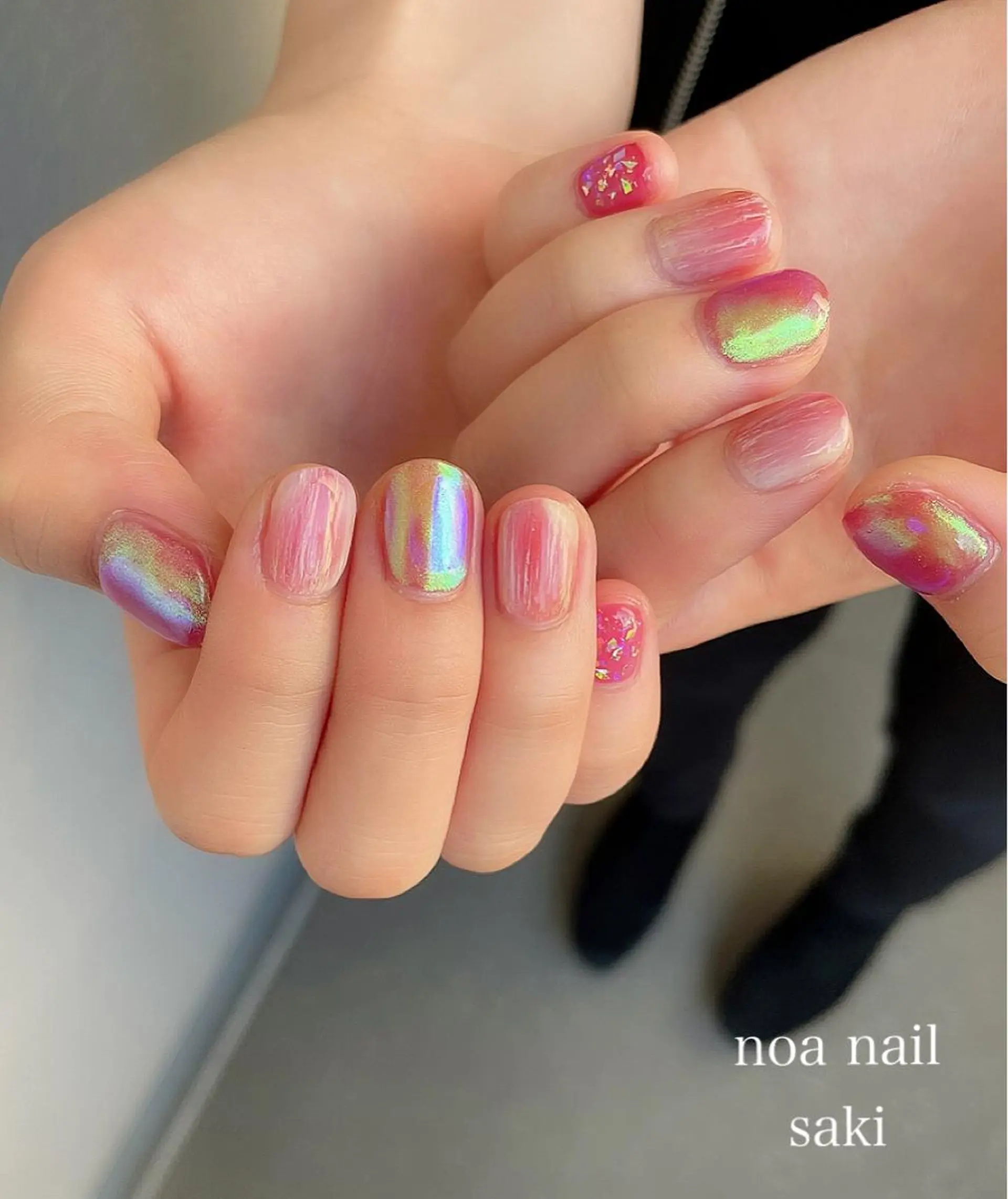 ネイル アートネイル オーロラネイル ジェルネイル 氷ネイル・うるうるネイル 韓国ネイル nailsalon noa所属・nailsalon noaのネイルデザイン