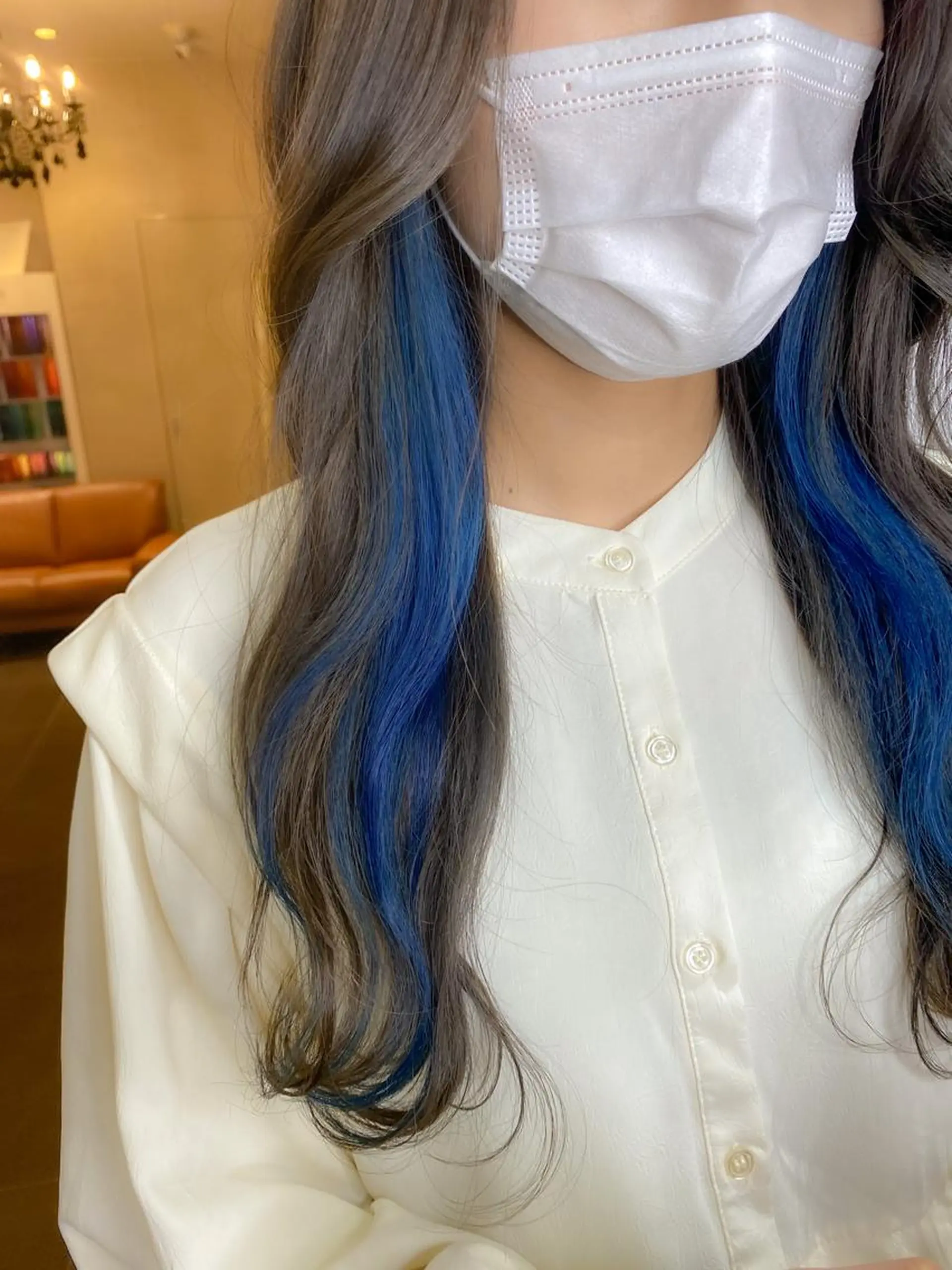 ロング カラー ブルーカラー イヤリングカラー ヘアカラー トリートメント 🌱ブリーチ・透明感 カラー/mapi🦭のヘアスタイル