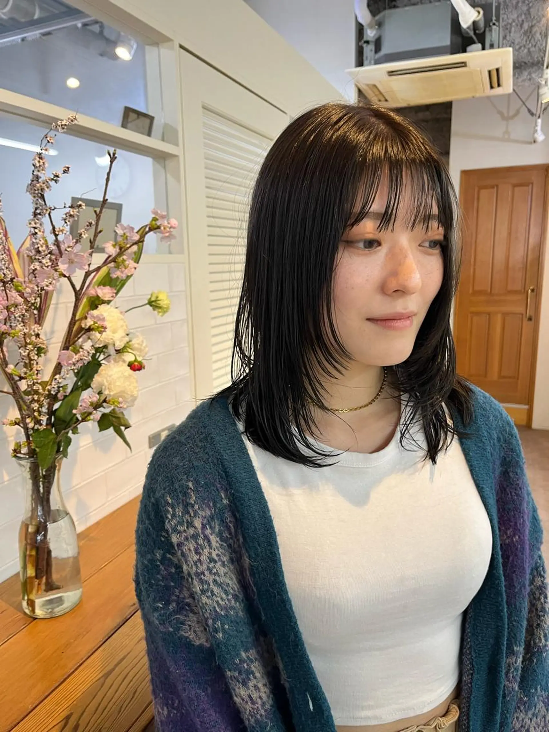 ミディアム ミストバング benji仙台所属・KOKI/ ボブ/ パーマ/透明感カラーのヘアスタイル