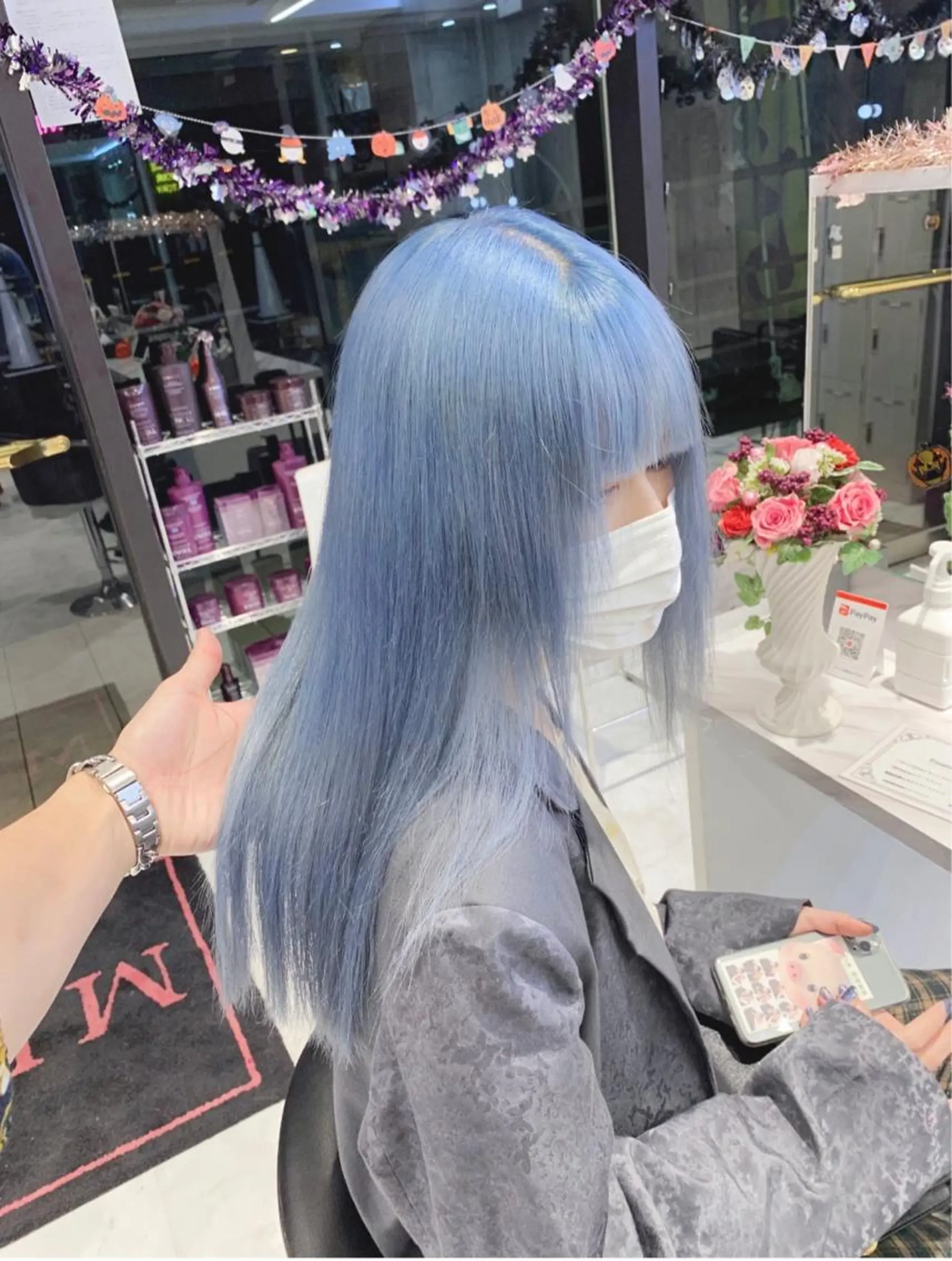 ロング カラー パーマ ヘアアレンジ メンズ キッズ ネイル マツエク・マツパ アイブロウ ヘアカラー トリートメント ハイトーン/ピンク 💗モモ໒꒱のヘアスタイル