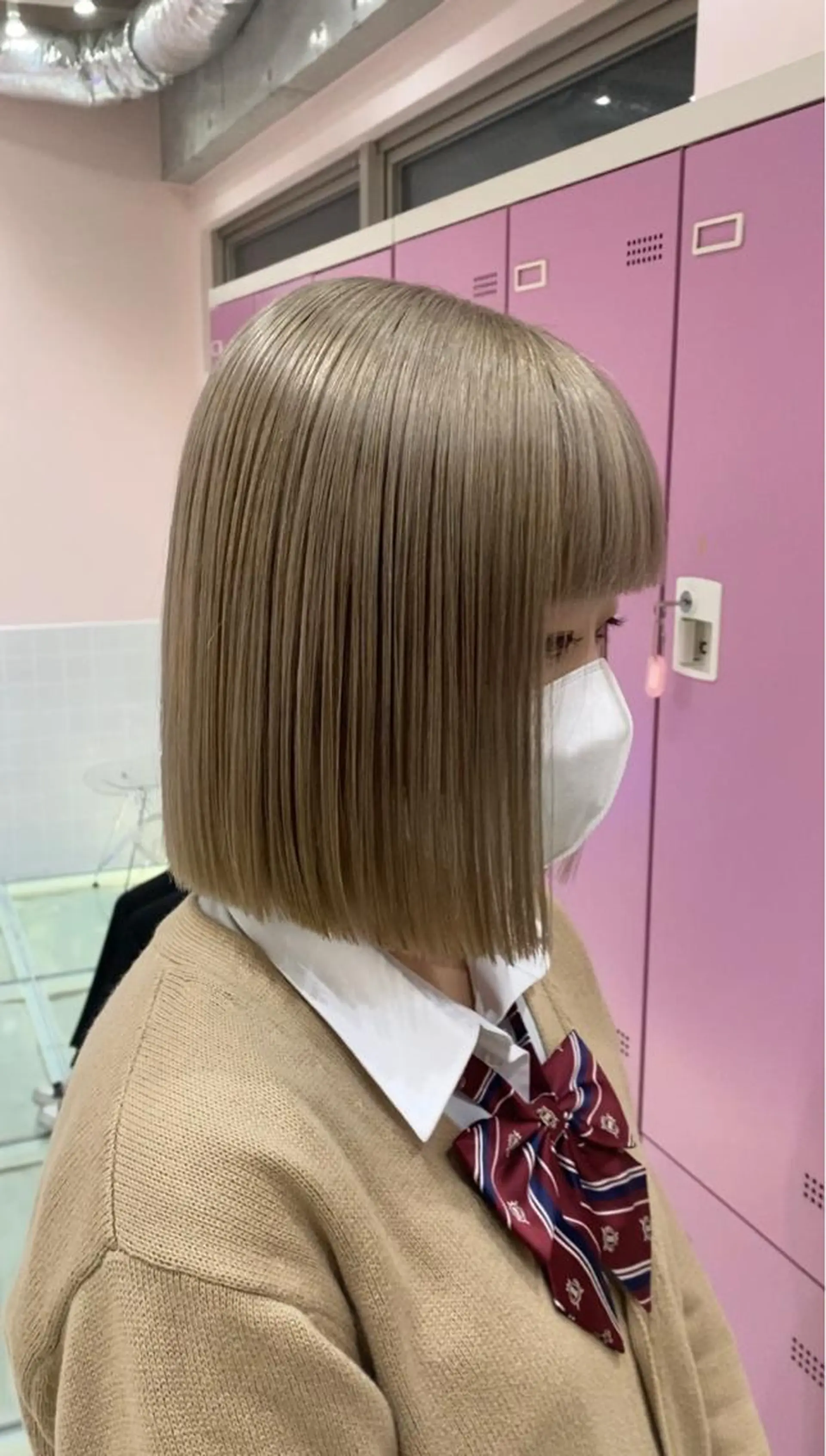 カラー ベージュカラー ブリーチ ラテベージュ ヘアカラー トリートメント ヘアセット 楓🦋韓国系レイヤー / 透明感カラー🤍のヘアスタイル