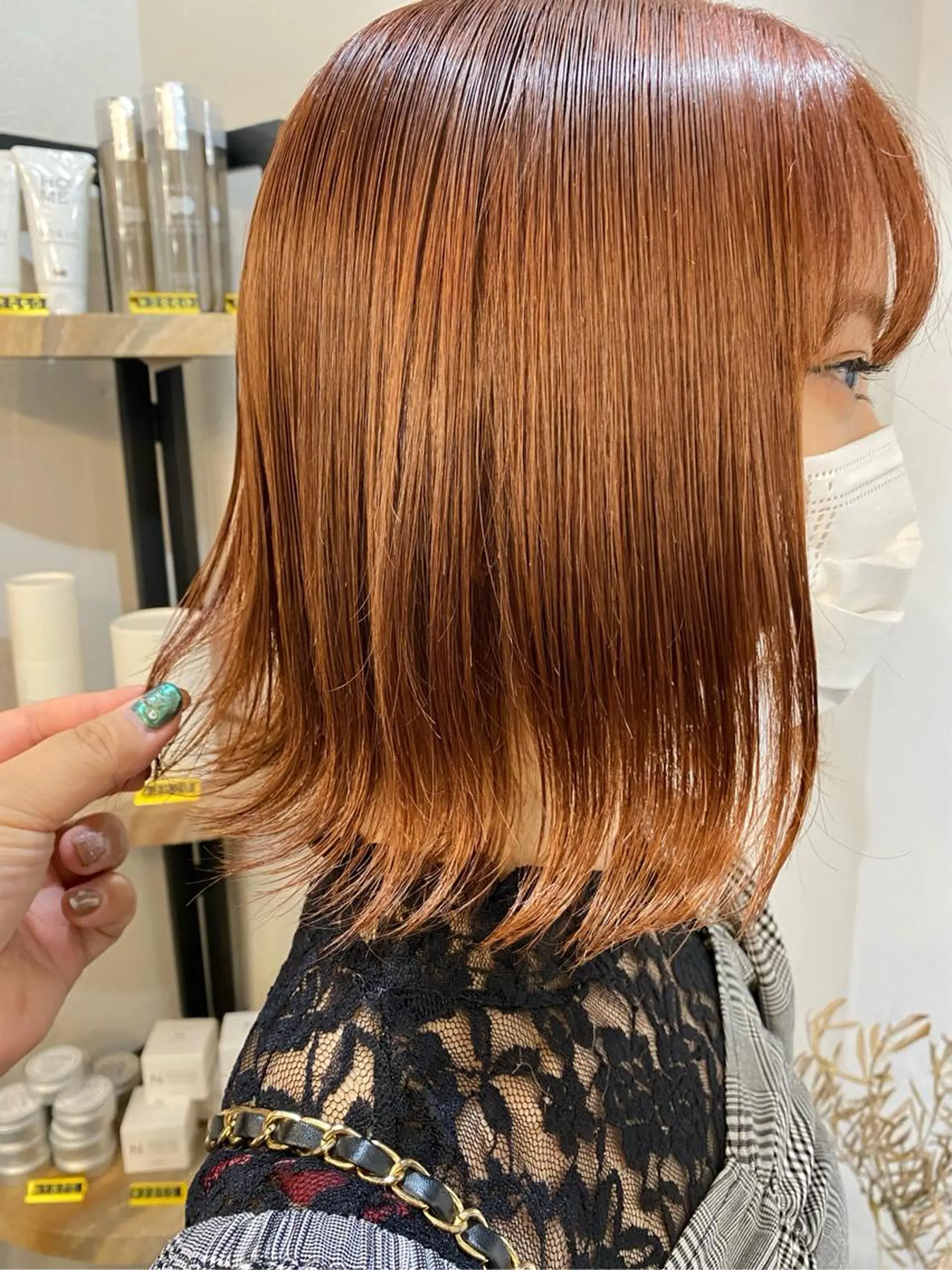 ミディアム カラー ダブルカラー オレンジ louwe 武藤幸世のヘアスタイル