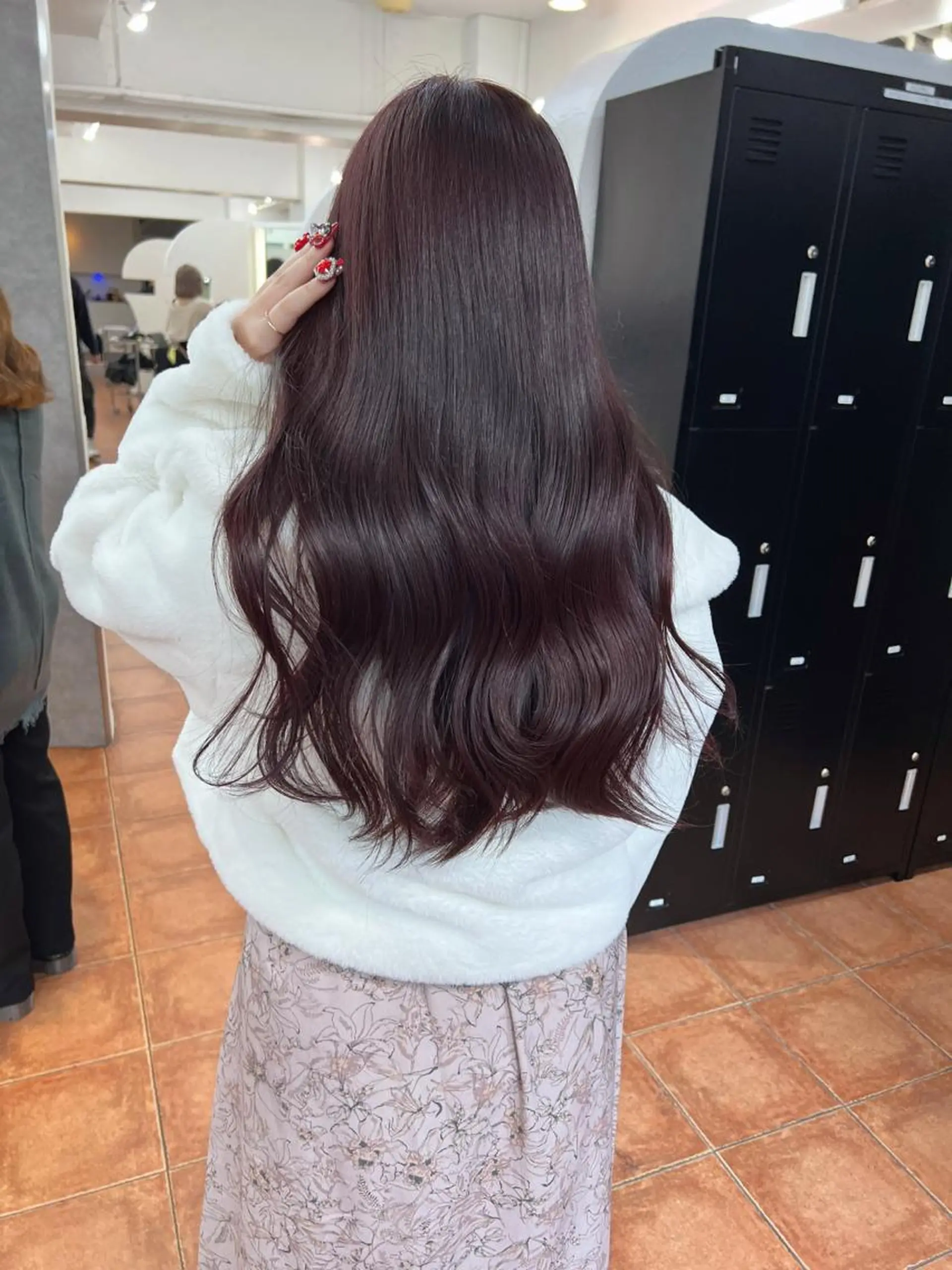 セミロング カラー ブリーチ ブラウンカラー ブリーチなしカラー ピンクカラー ピンクブラウン ヘアカラー ピンクカラー/ ブリーチなしRINAのヘアスタイル