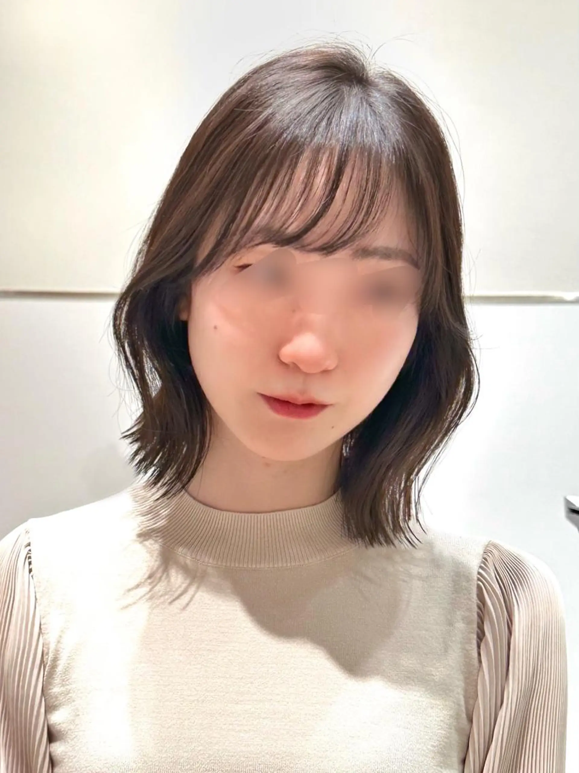 ミディアム カラー パーマ ヘアアレンジ 切りっぱなしボブ アディクシーカラー ブリーチ 透明感カラー イルミナカラー カット ヘアカラー トリートメント ヘアセット 小野寺瑞希 /最小顔カットのヘアスタイル