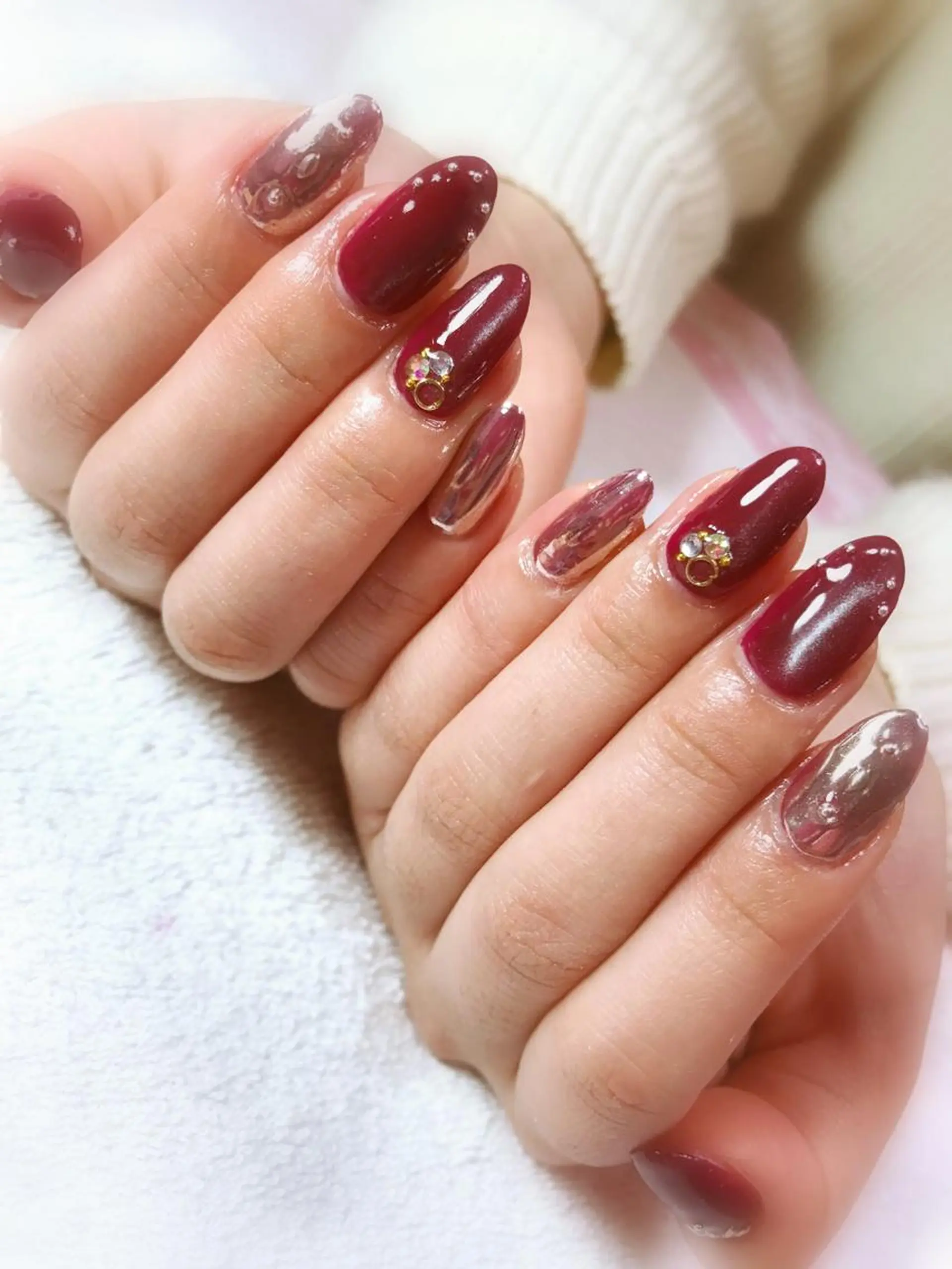 ネイル ボルドー マグネットネイル ミラーネイル Era nailのネイルデザイン