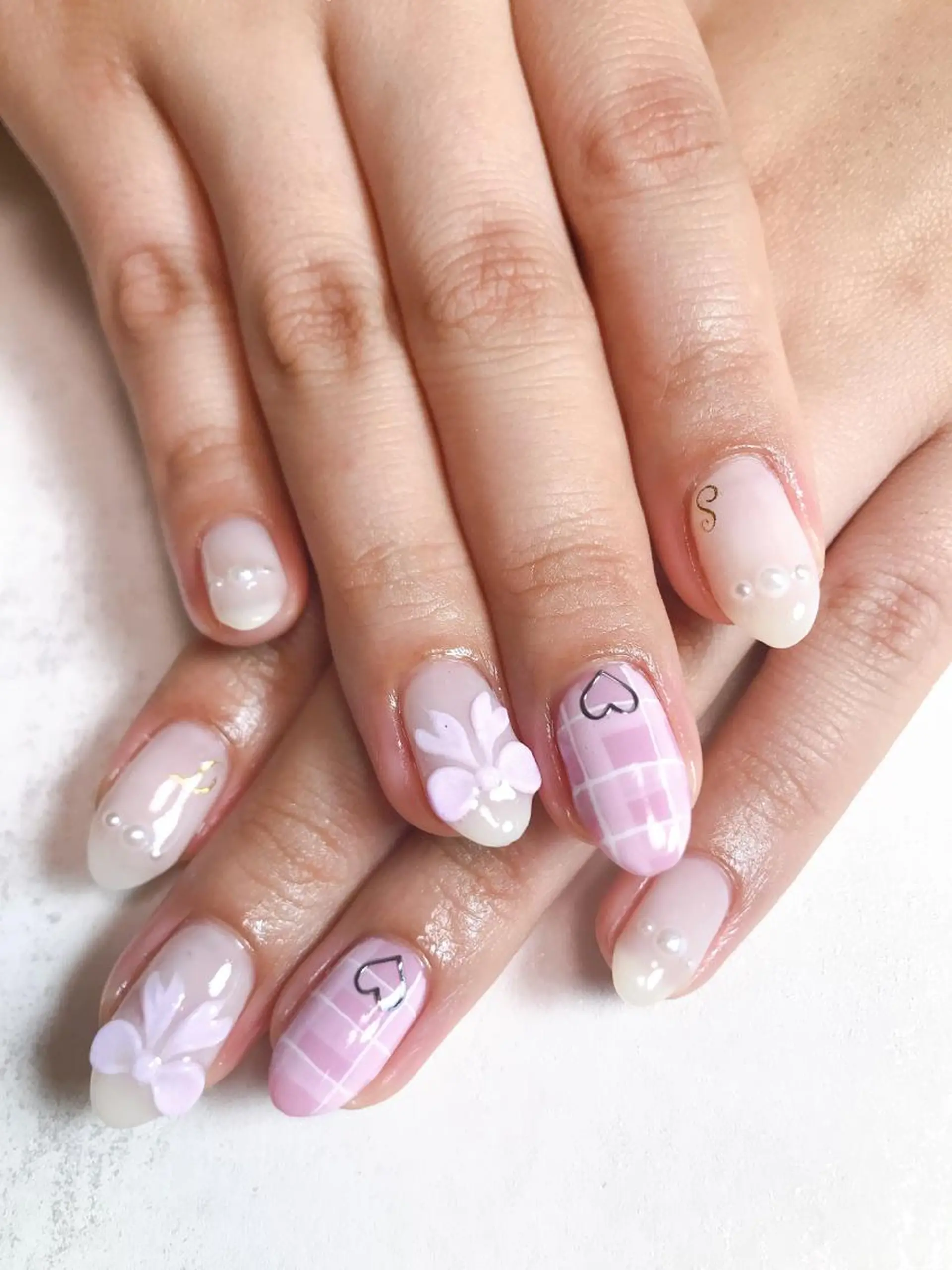 ネイル 持ち込み リボン 園 あゆみのネイルデザイン