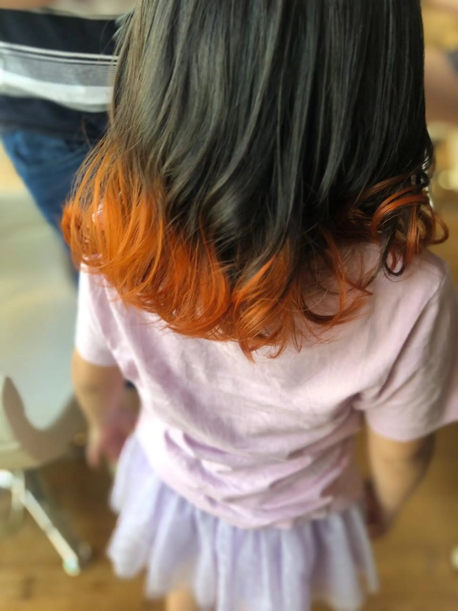 ミディアム カラー キッズ ブリーチ ダブルカラー BEACH　HAIR&NAIL所属・両国駅徒歩1分⭐️ アイロン仕上げのヘアスタイル