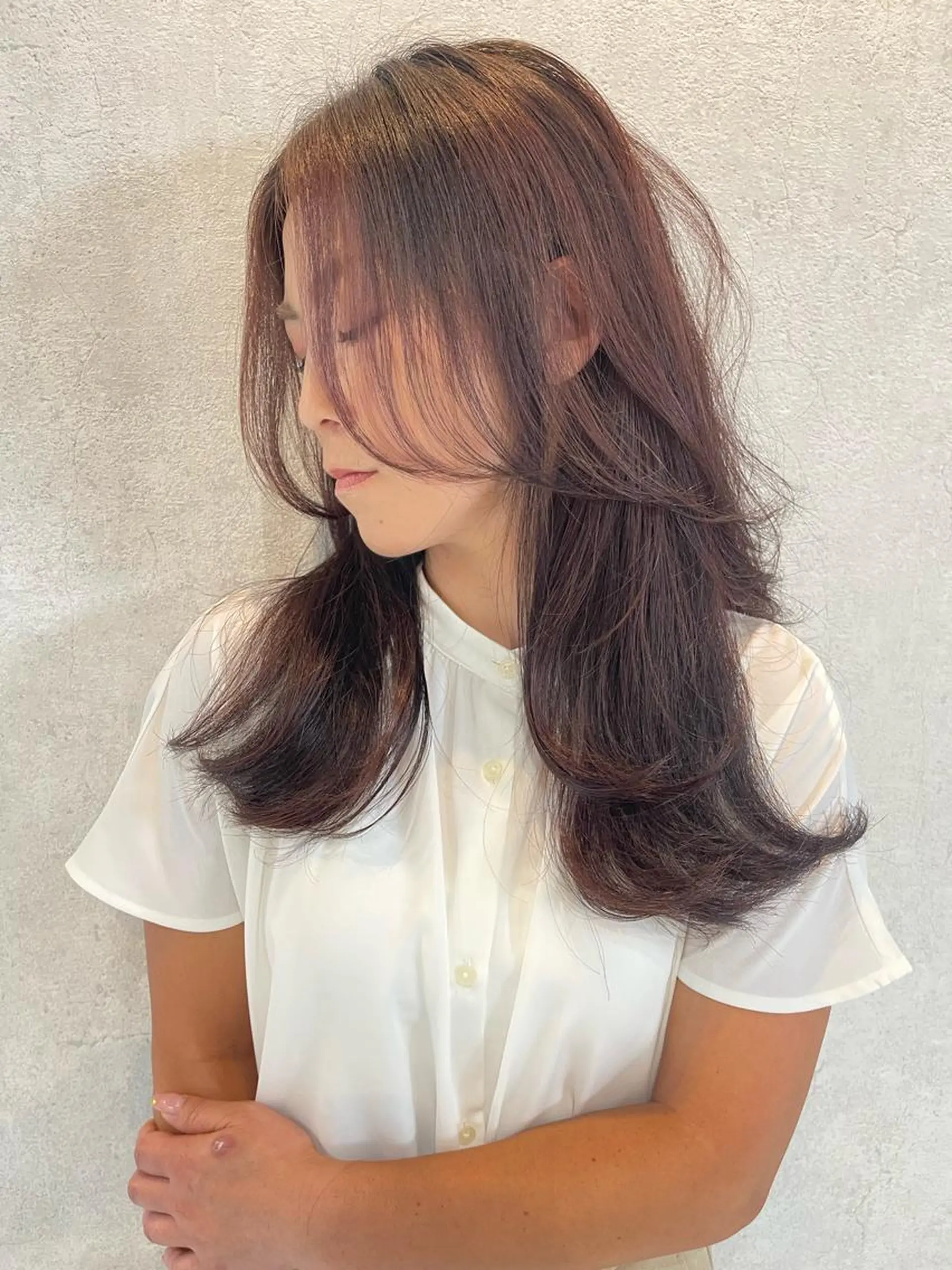 セミロング ヘアアレンジ 外国人風カラー ハイライト レイヤーカット カット アンドウ ユウ/ レイヤーカット/韓国のヘアスタイル