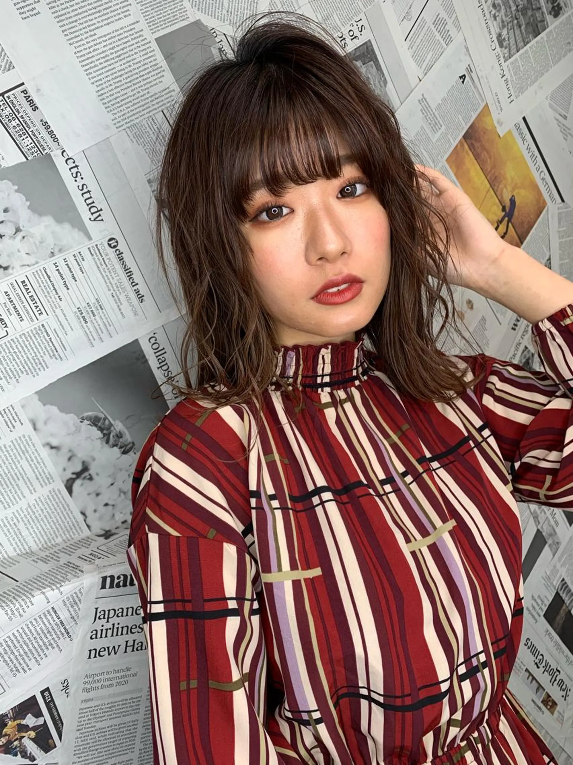 ミディアム カラー アディクシーカラー アッシュ ベージュカラー ブリーチ グラデーションカラー カット ヘアカラー トリートメント 韓国レイヤー/ミルク ティー🦋高橋　暖のヘアスタイル