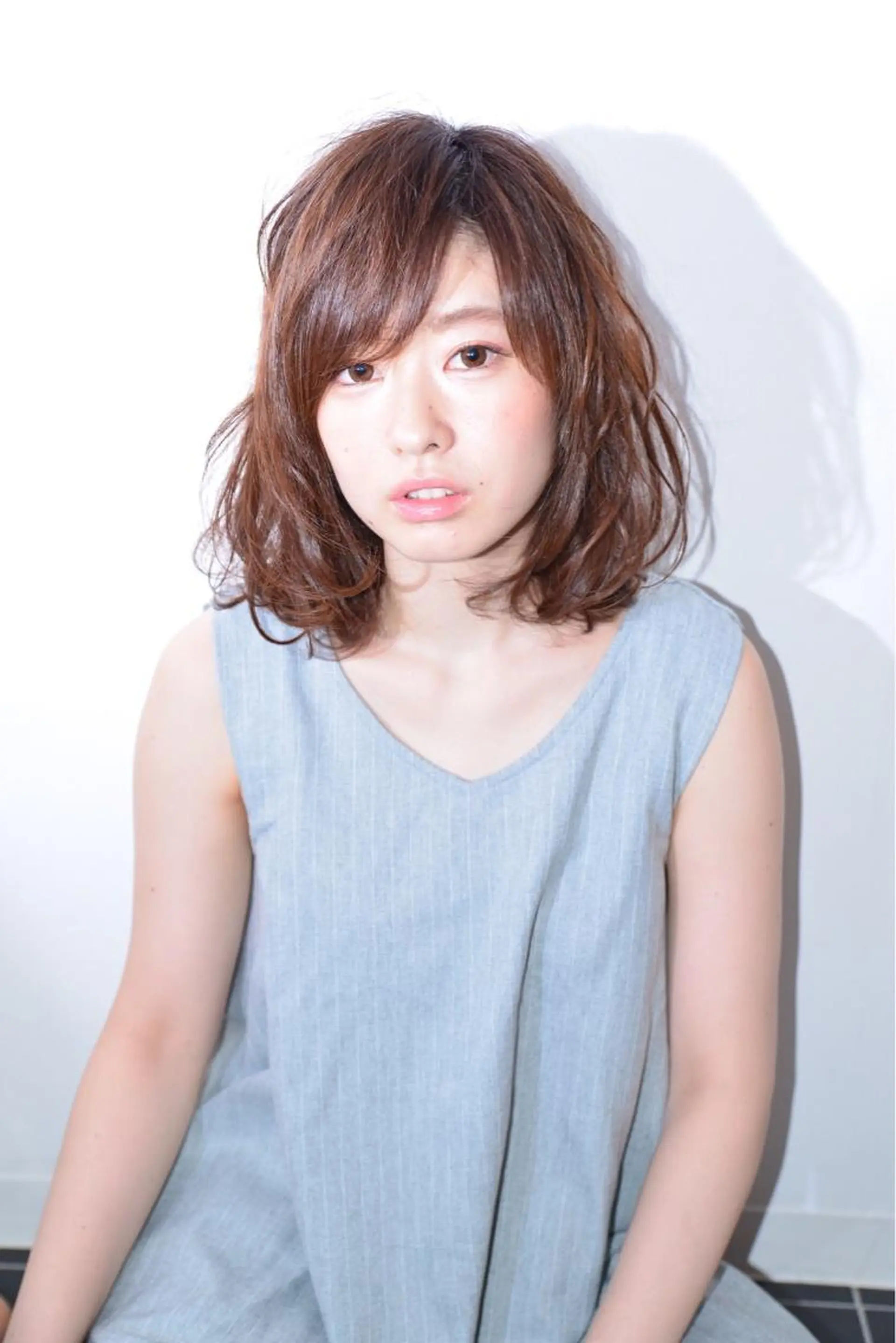 ミディアム パーマ 船戸 靖子のヘアスタイル