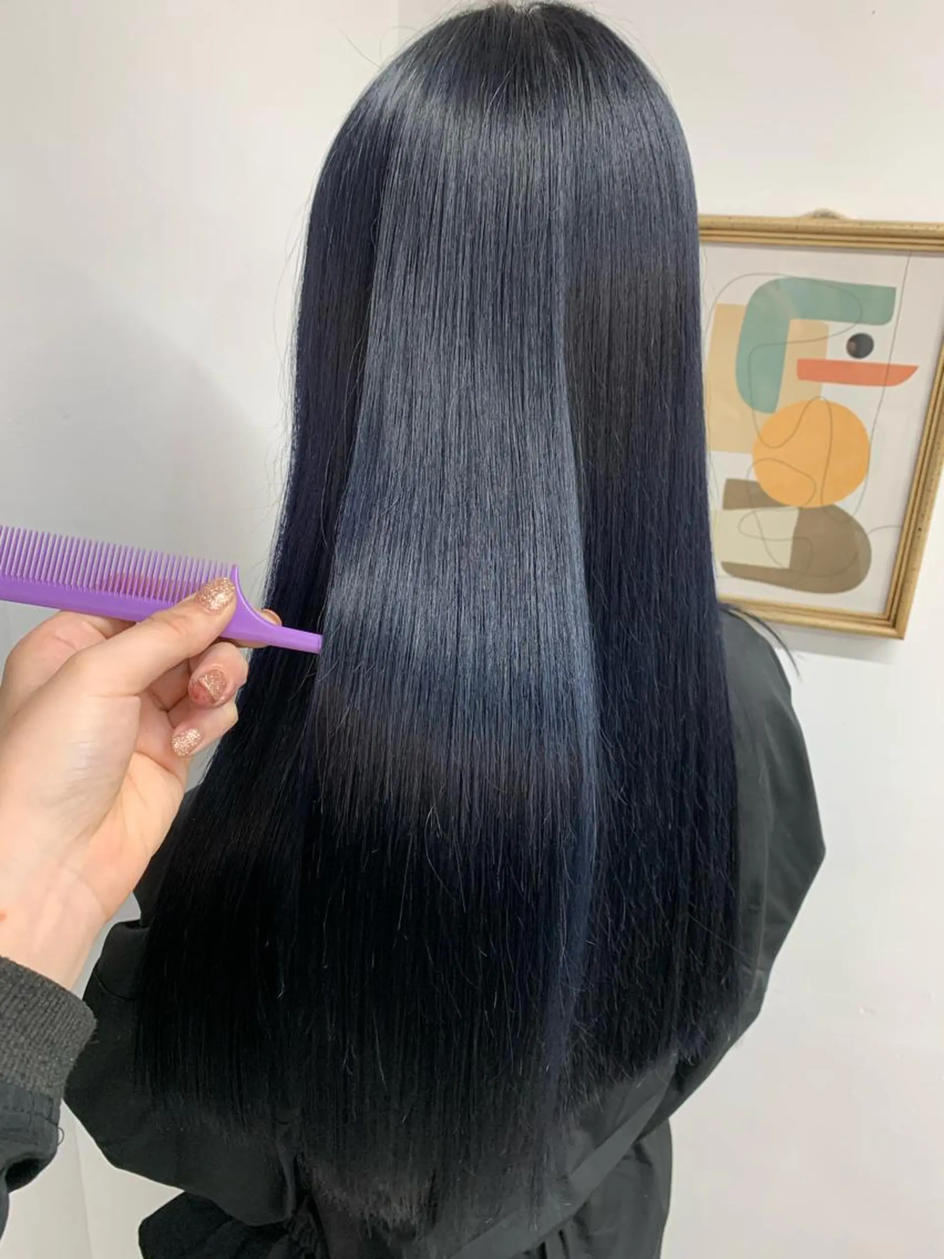 セミロング カラー 黒髪 ブルーカラー ブルーブラック ダブルカラー 韓国風ヘア ヘアカラー トリートメント FRAME+spa&hair roomなんば駅前店所属・🌸MAYU🌸 ハイトーン➕レイヤーのヘアスタイル