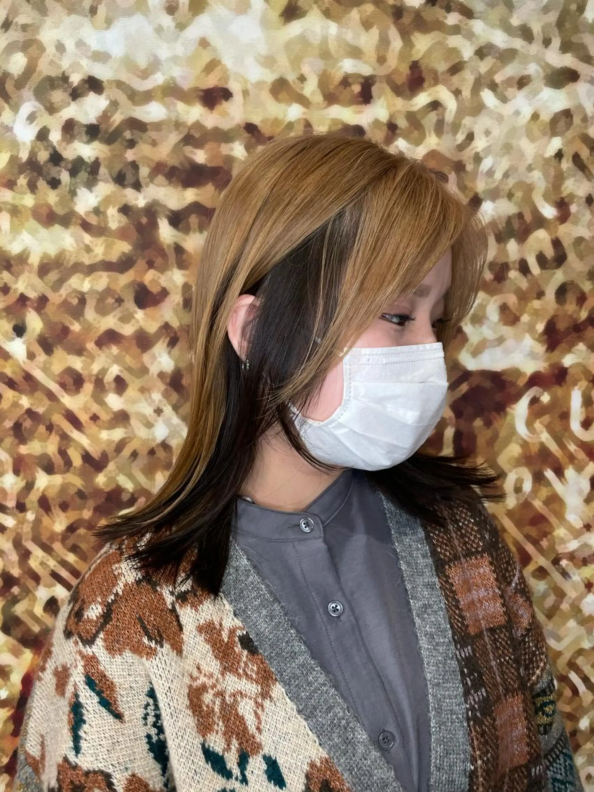 ミディアム カラー デザインカット カット ヘアカラー トリートメント レイヤーカット匠 イソザキノリユキのヘアスタイル