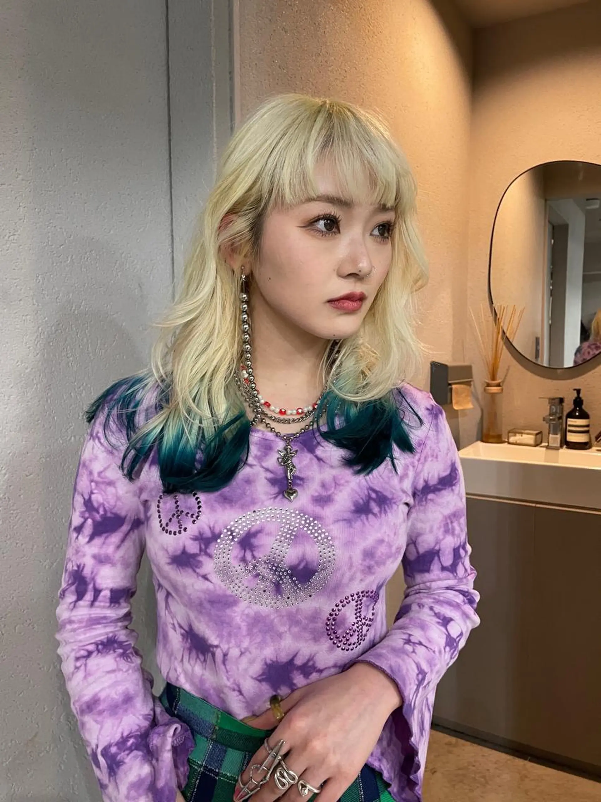 ミディアム カラー ヘアカラー 吉田一輝 外国人パーマのヘアスタイル