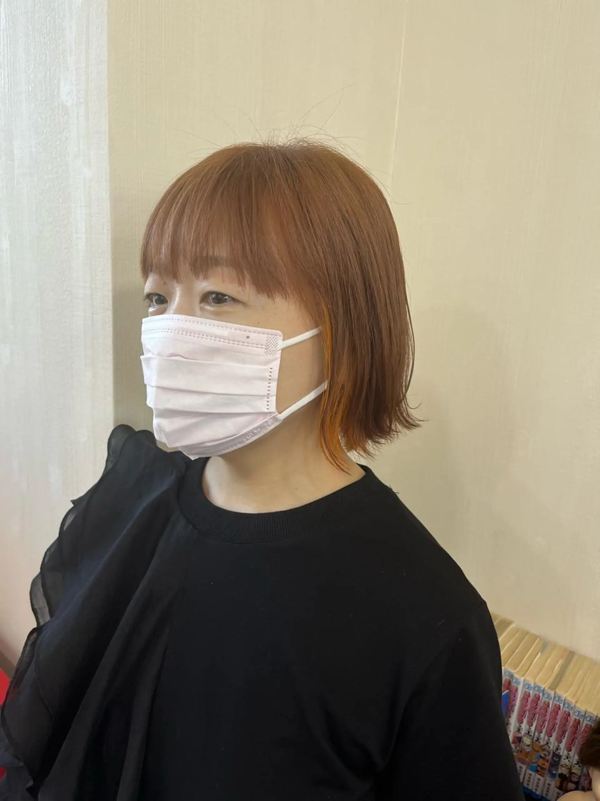 ショート カラー ヘアアレンジ ベージュカラー ブリーチ インナーカラー オレンジ ヘアカラー きむえり/髪質改善 /セット/カラーのヘアスタイル