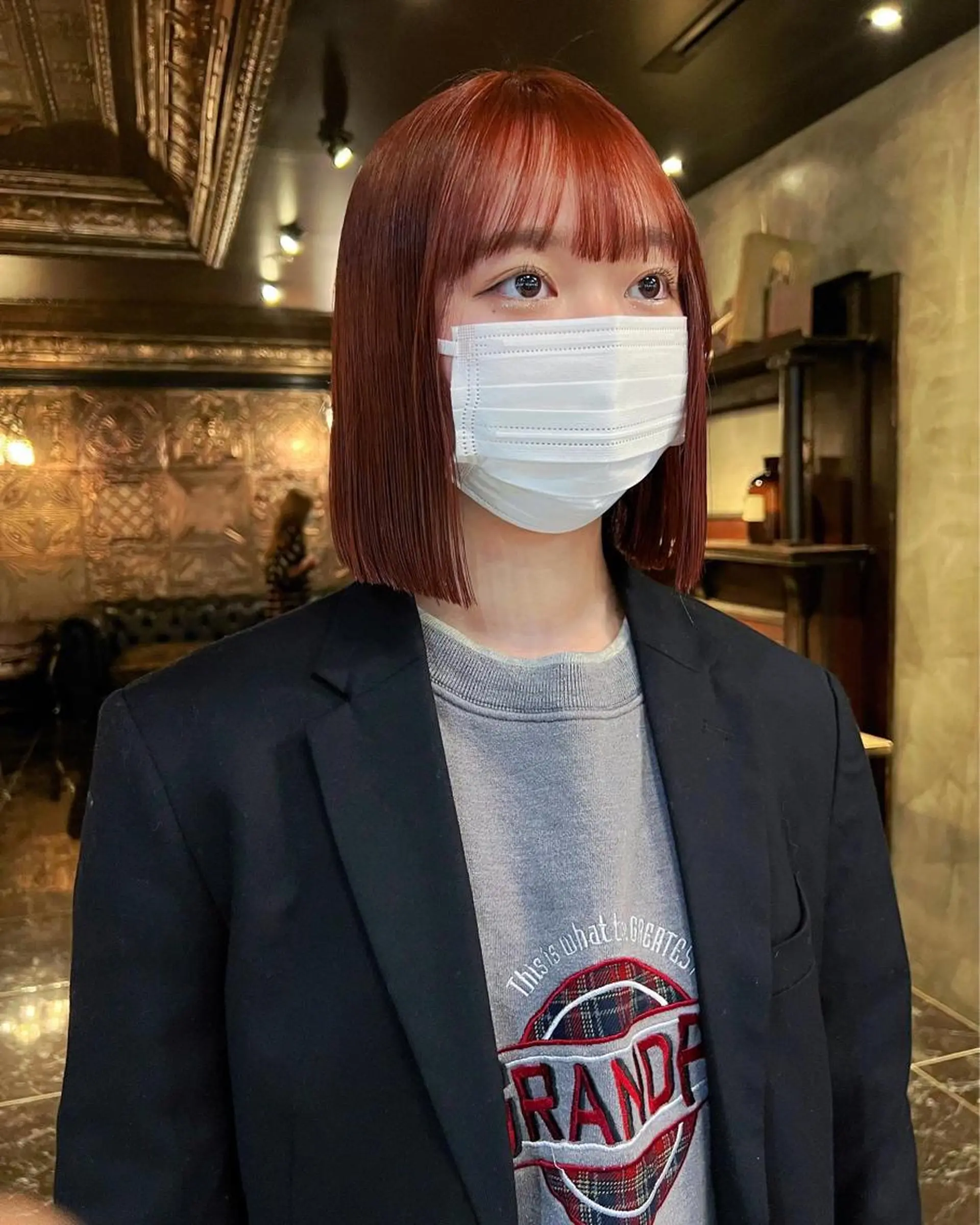 ミディアム カラー ブラウンカラー オレンジ オレンジブラウン haco＋所属・圧倒的デザイン力 店長🎨RENAのヘアスタイル