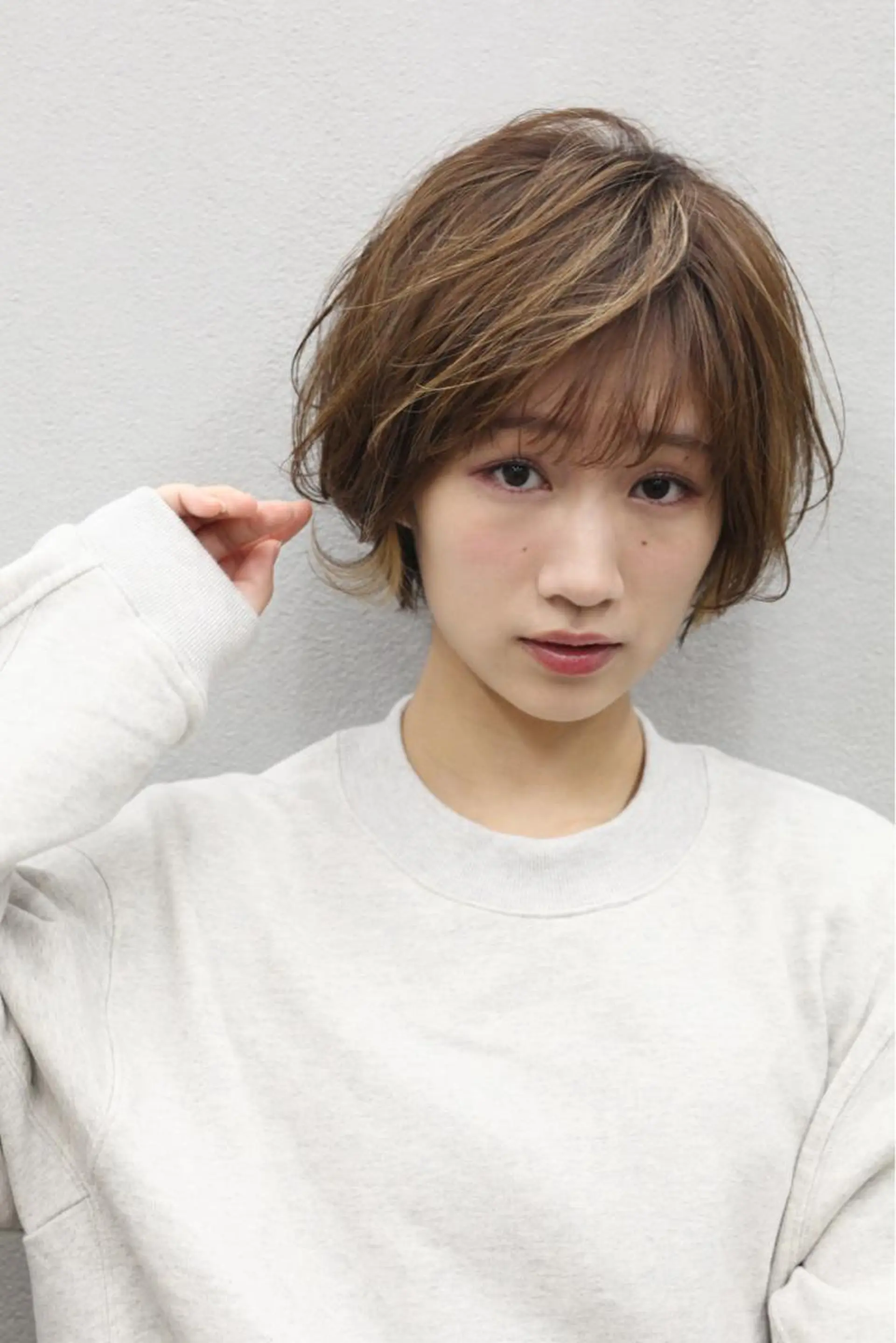 ショート カラー ハイライトカラー ハイライト ショートヘア ボブ/ショート/ 白髪染め/メンズ葛西のヘアスタイル