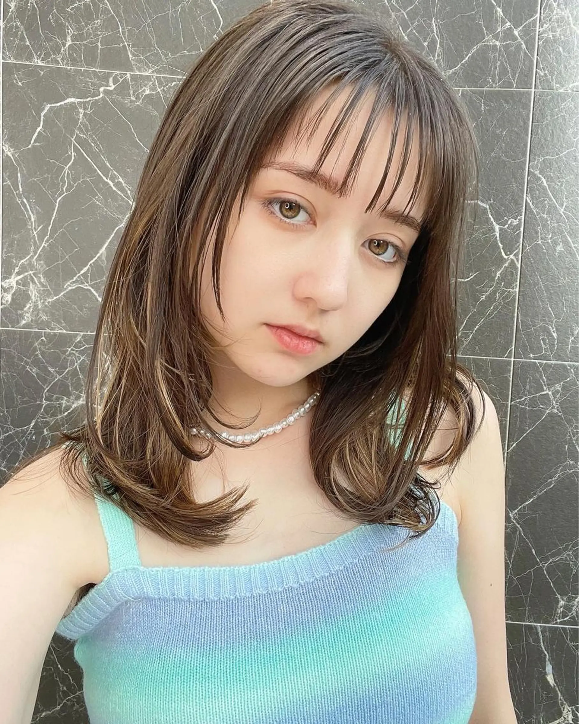 セミロング チダアキフミ Ash大森のヘアスタイル