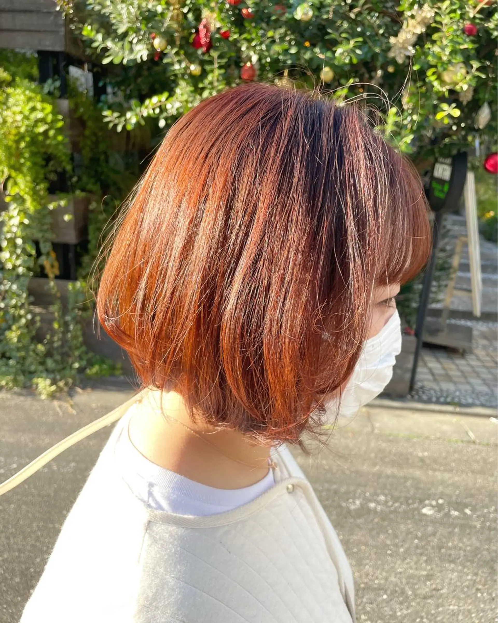 ショート カラー オレンジ 韓国ナチュラル・ ベージュ/落合夏希のヘアスタイル