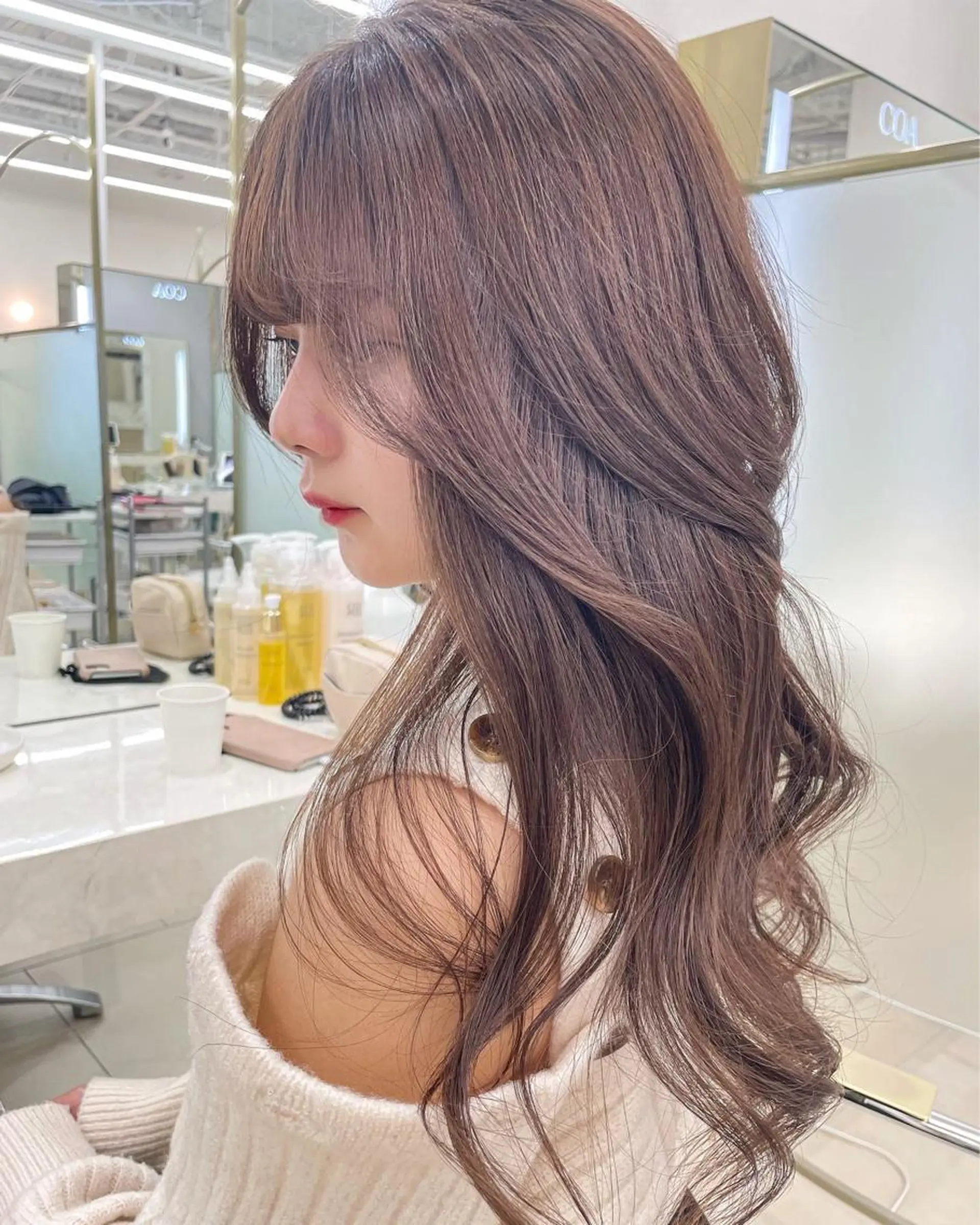 ロング カラー ベージュカラー ヘアカラー トリートメント COA GINZA 空也/前髪/顔まわりのヘアスタイル