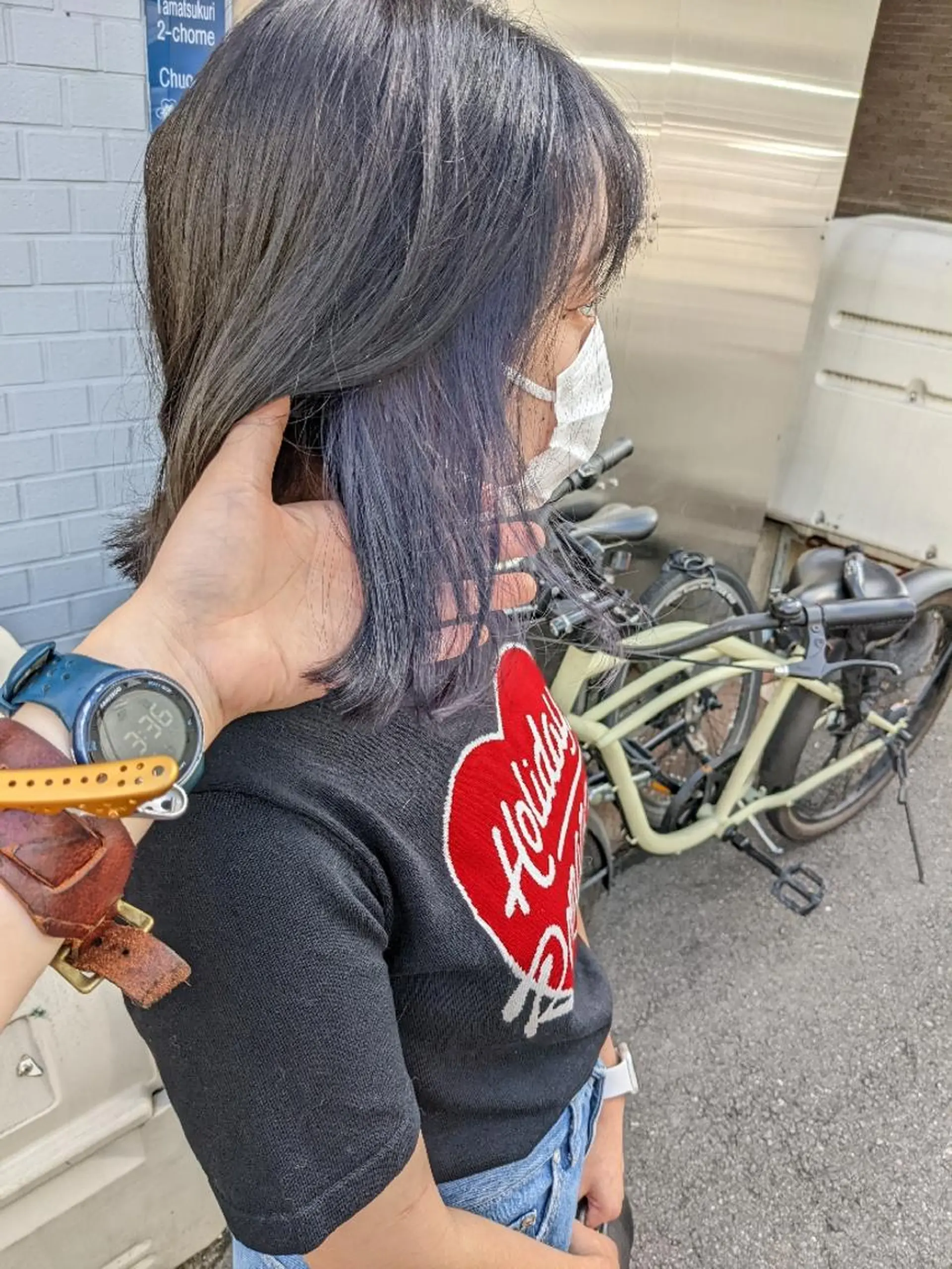 ミディアム パープルカラー カット ヘアカラー 中野 雅子のヘアスタイル