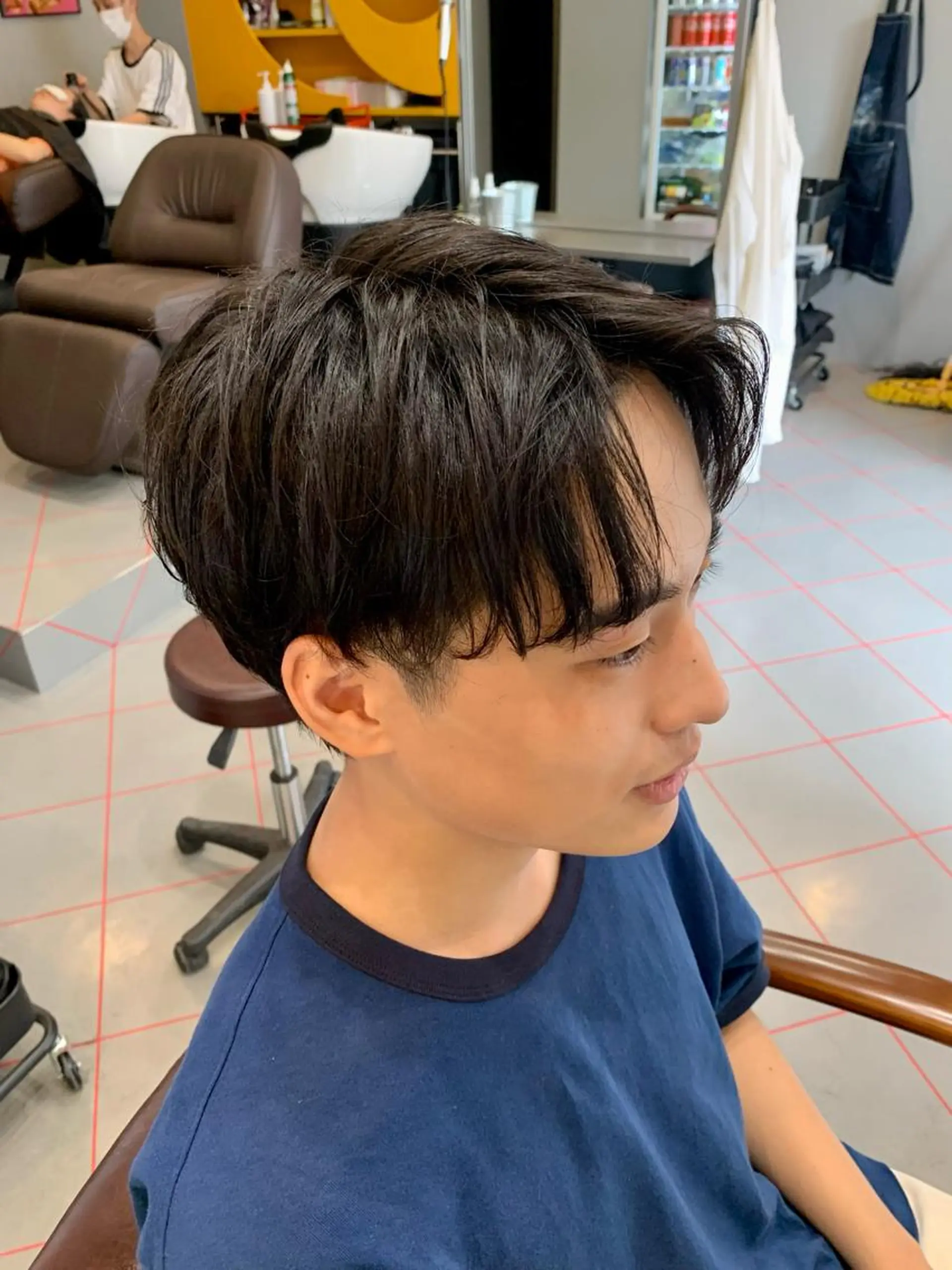 ショート メンズ センターパート マッシュ メンズサロン　アソビ所属・【扱いやすいパーマ】 眞鍋拓己のヘアスタイル