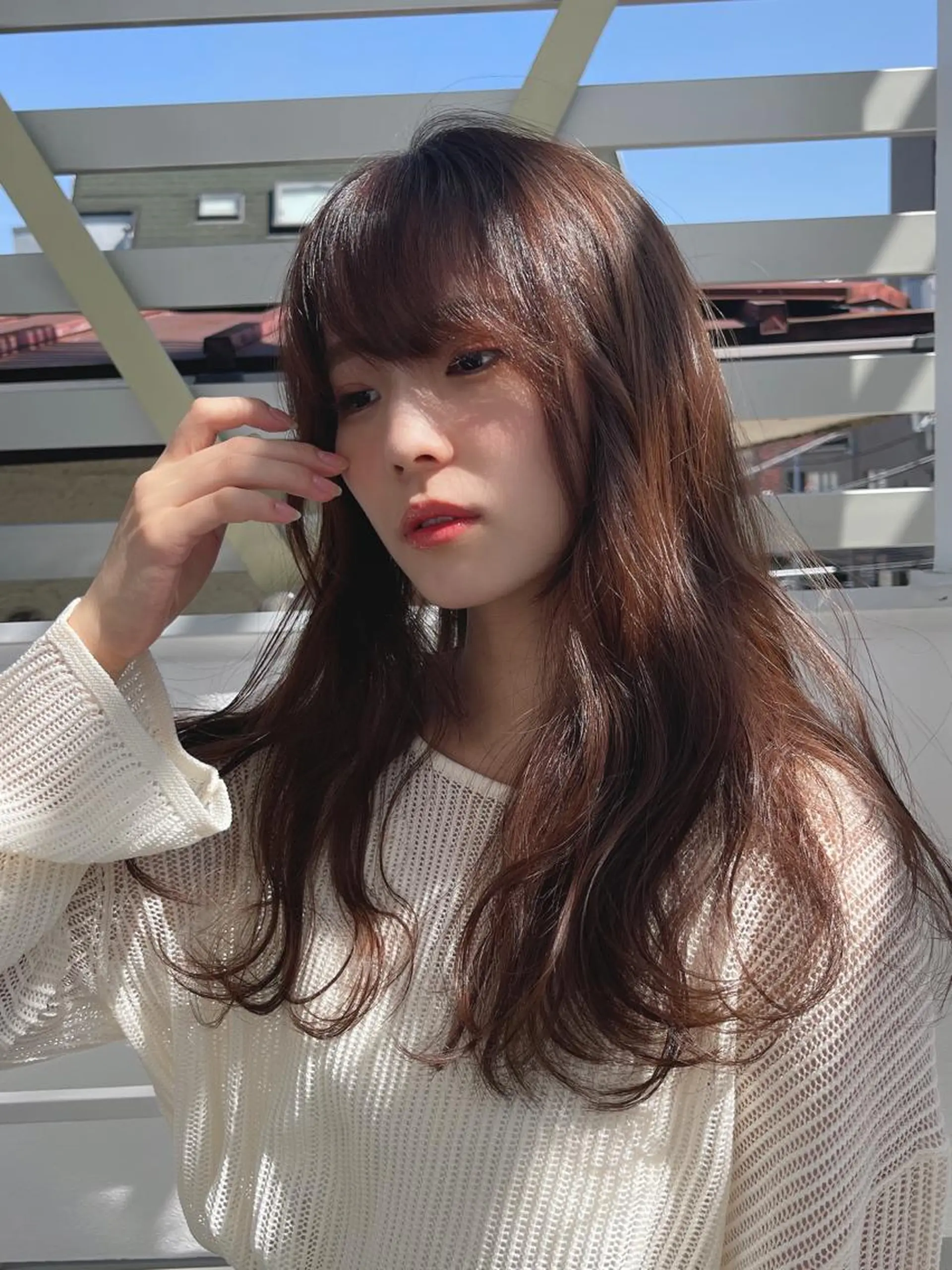 ミディアム カラー ヘアアレンジ ベージュカラー オリーブベージュ 美容室sand 横浜のヘアスタイル