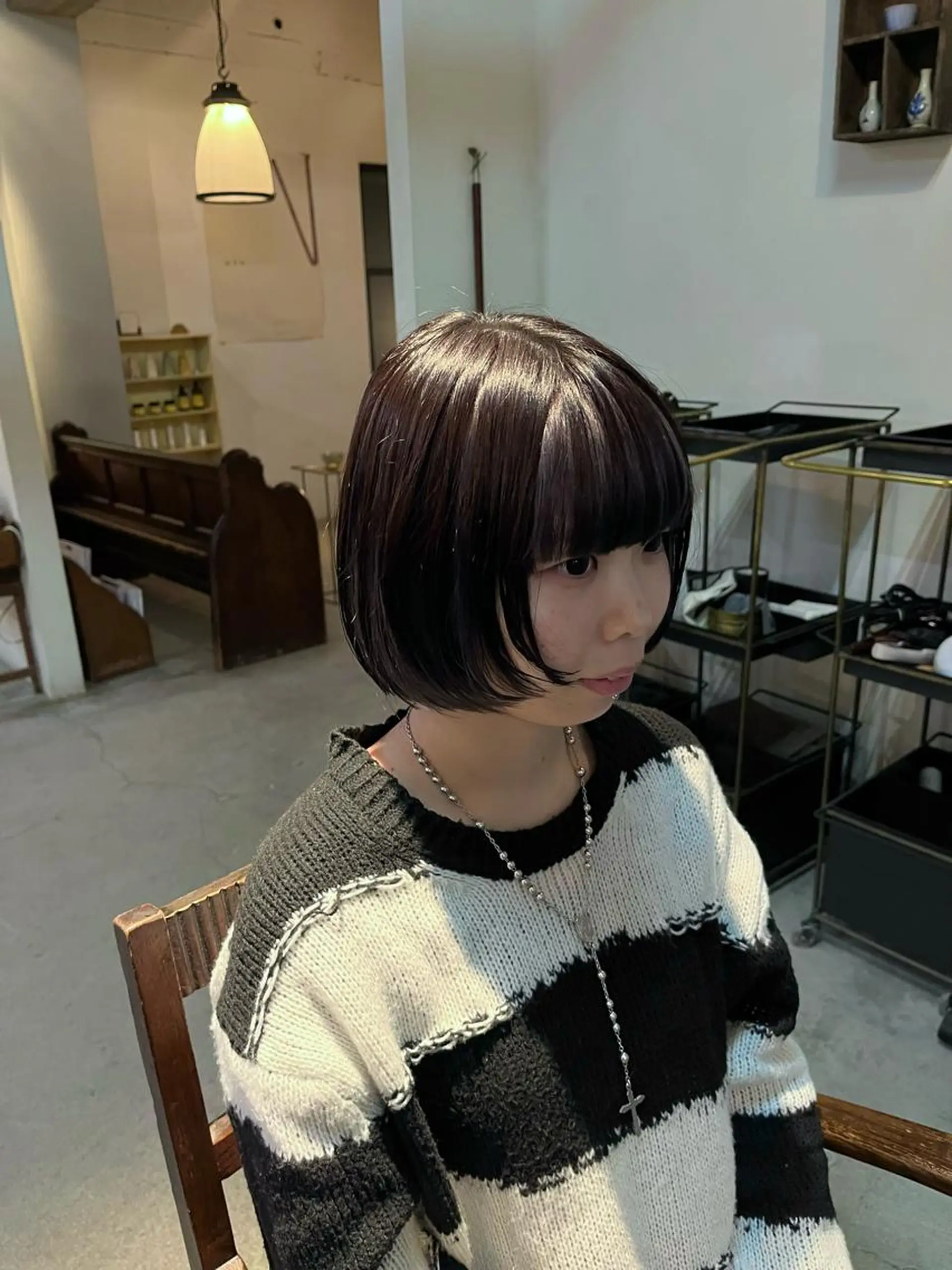 ショート カラー ミストバング  フェイスフレーミング ボブ ウルフカット 前川 華恋 / room3のヘアスタイル