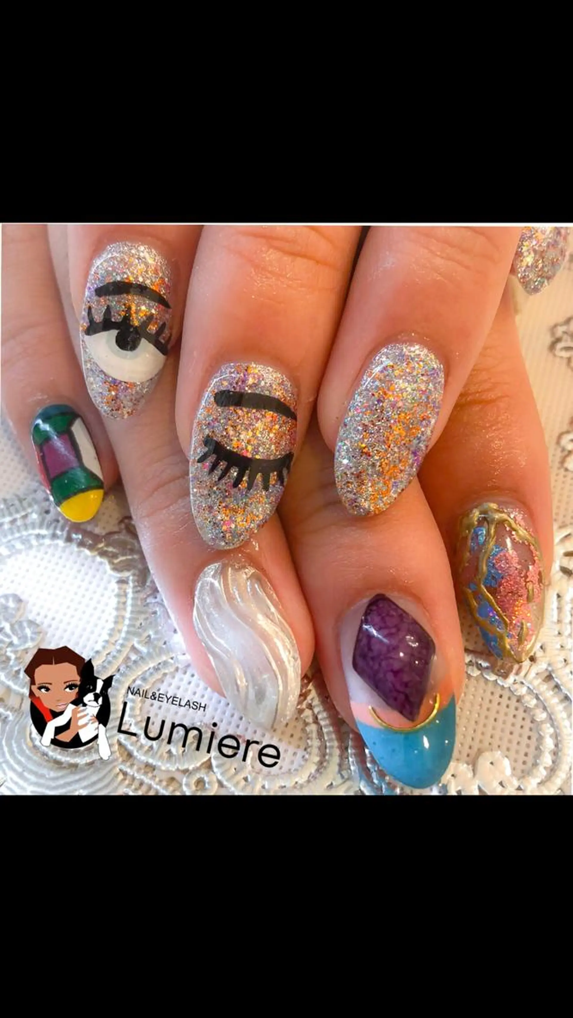 キッズ ネイル マツエク・マツパ キラキラネイル ニュアンスネイル beauty Kasane,所属・鎌野 えりかのマツエク・マツパデザイン