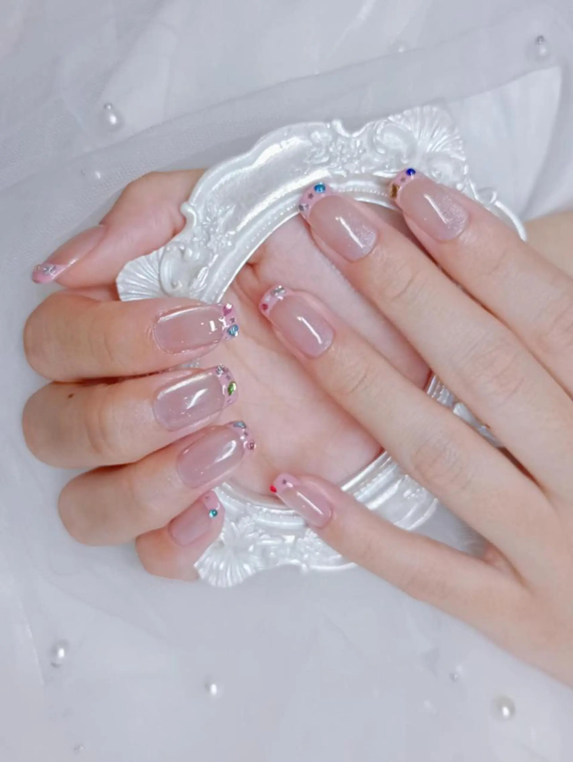 ネイル 長さ出し ジェルネイル 韓国ネイル 持ち込み パラジェル ハンドネイル ハンドケア Hana Bloom Nail💜Akiのネイルデザイン