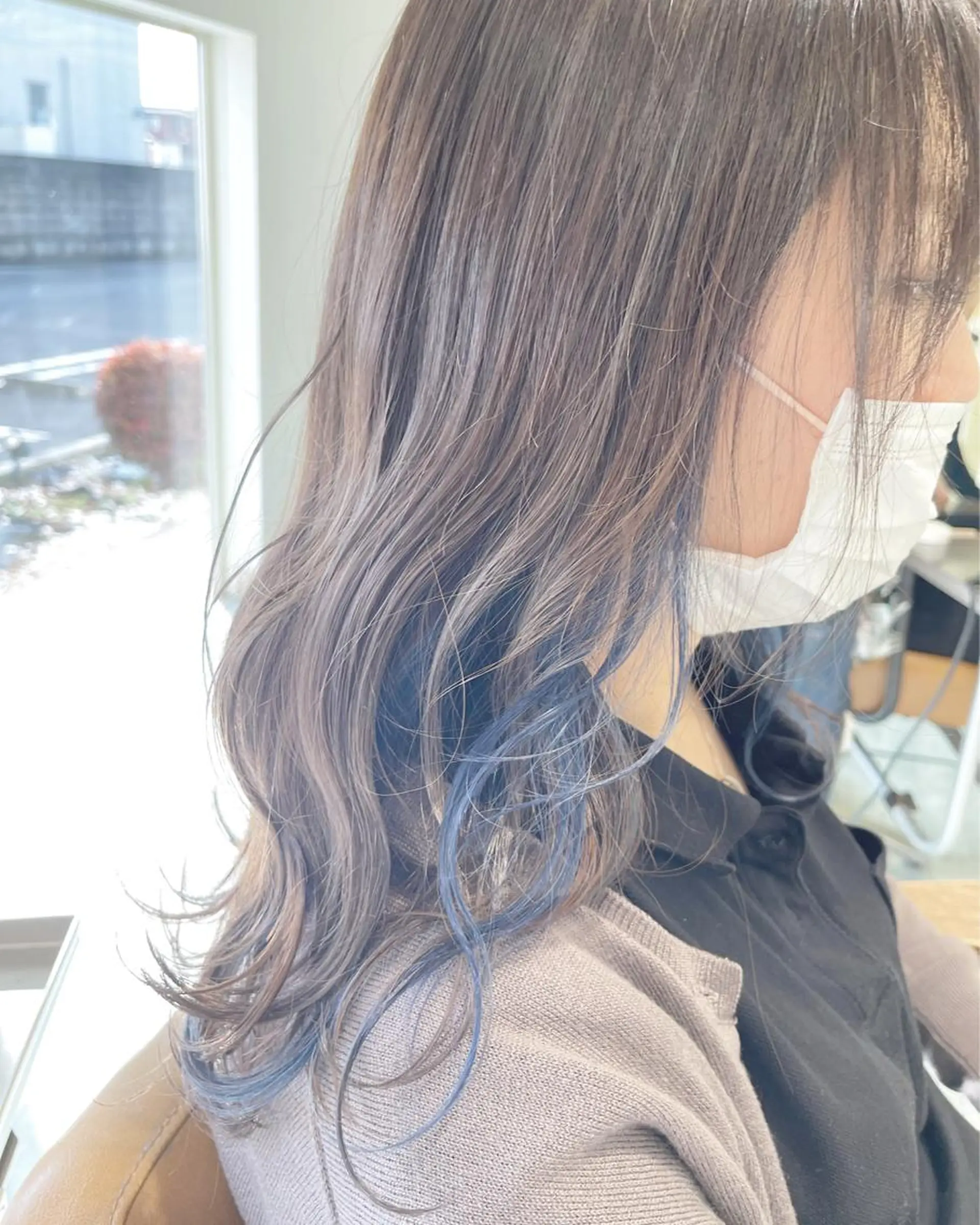 セミロング カラー ネイビーカラー 韓国風ヘア 剣持友希/ifh iizuka/高崎のヘアスタイル