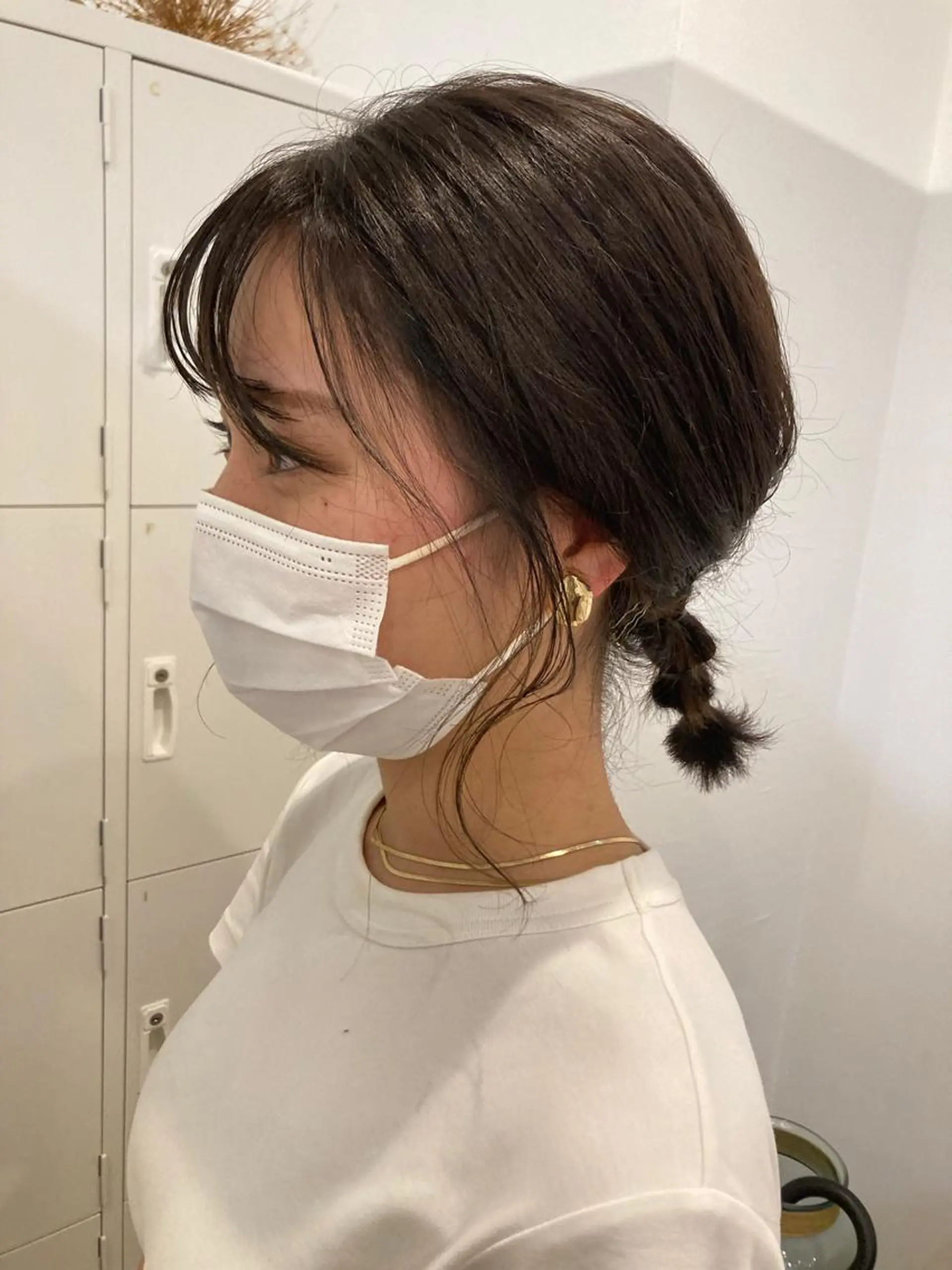 ミディアム カラー ヘアアレンジ インナーカラー おくれ毛 カット ヘアカラー 透明感カラー、 アレンジ/miyuのヘアスタイル
