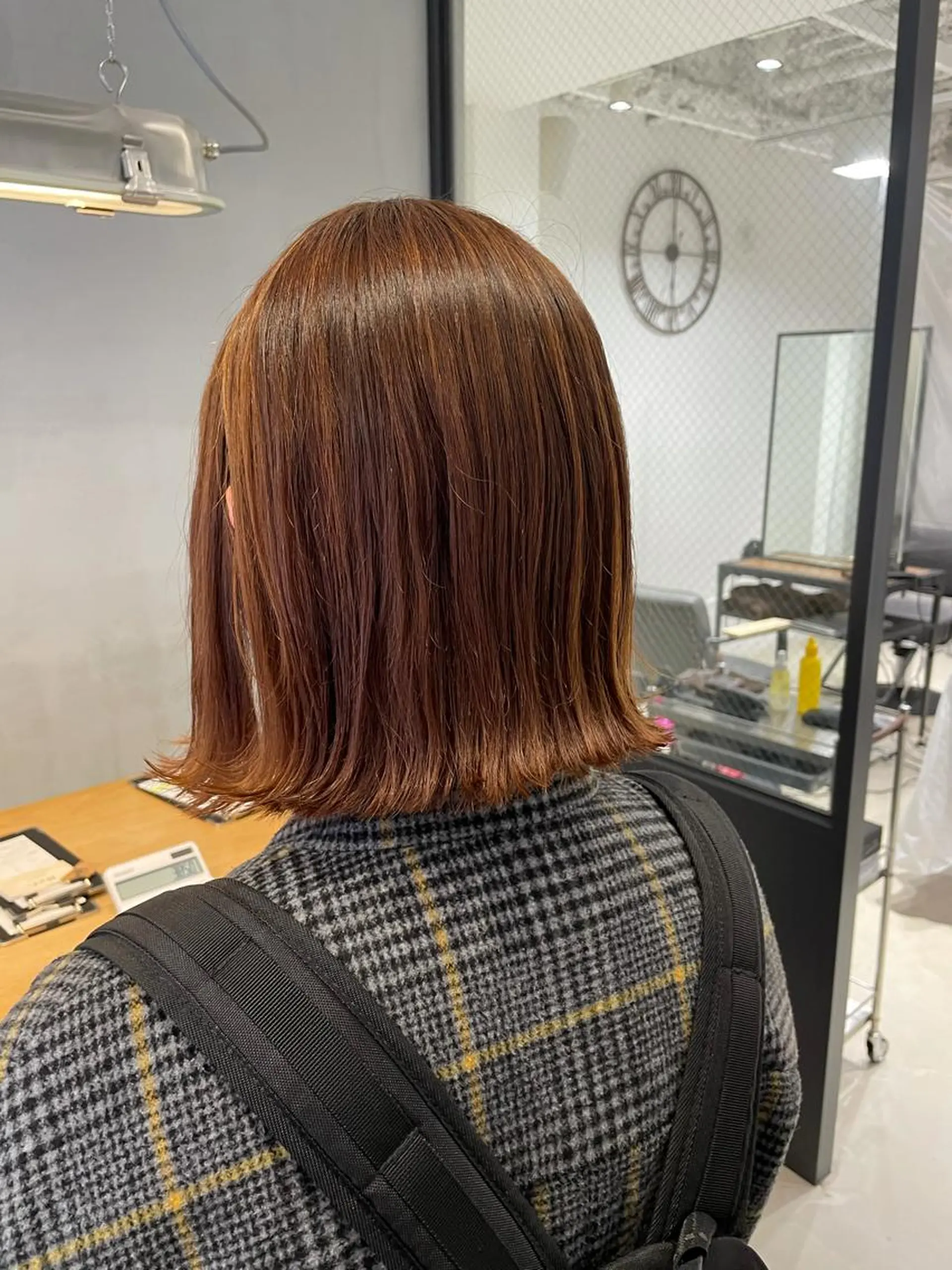 ミディアム 暖色カラー🍊 ボブ🌿顔周りcutのヘアスタイル