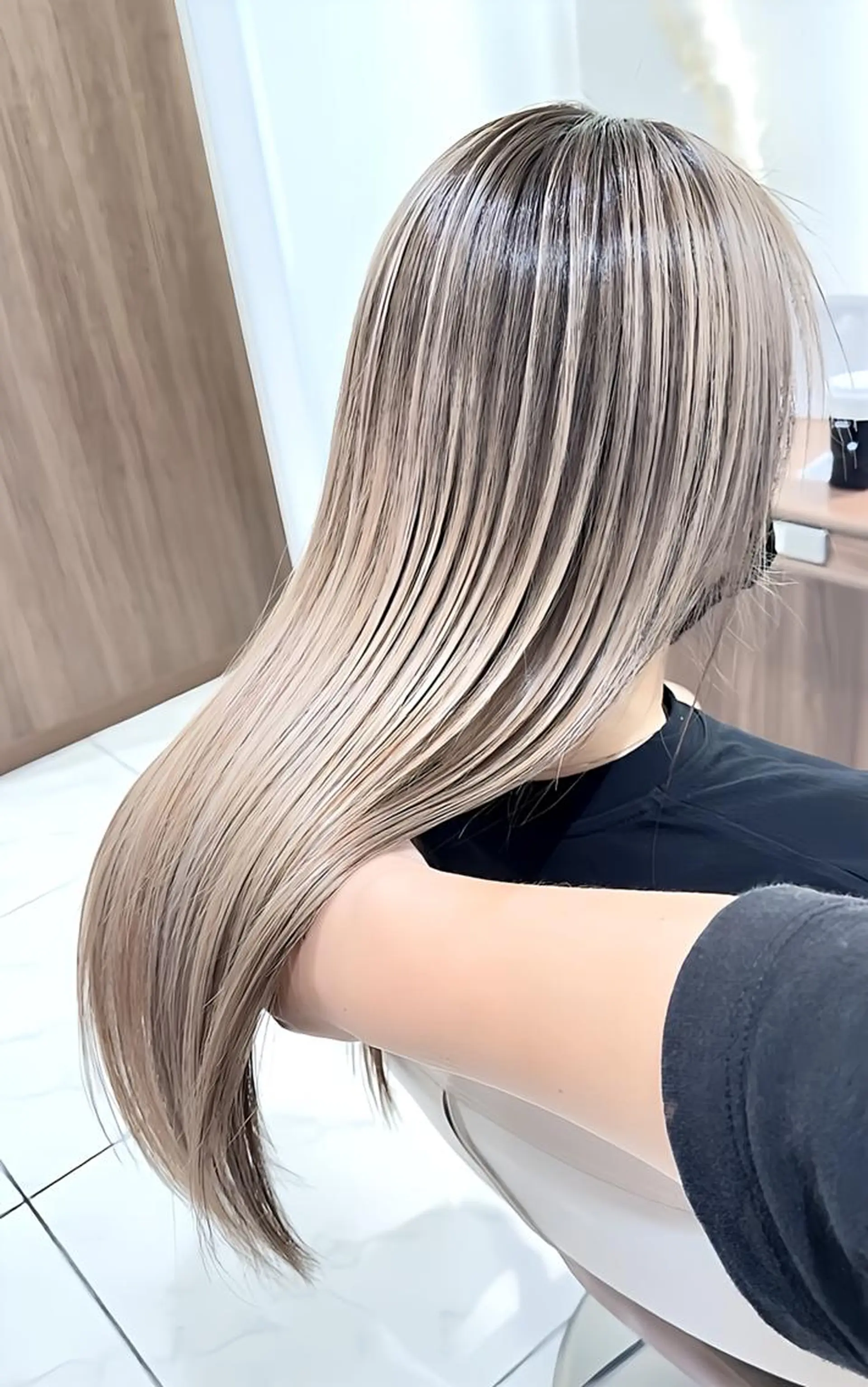 セミロング カラー 髪質改善 ヘアカラー トリートメント ＡＳＨ 大宮のヘアスタイル