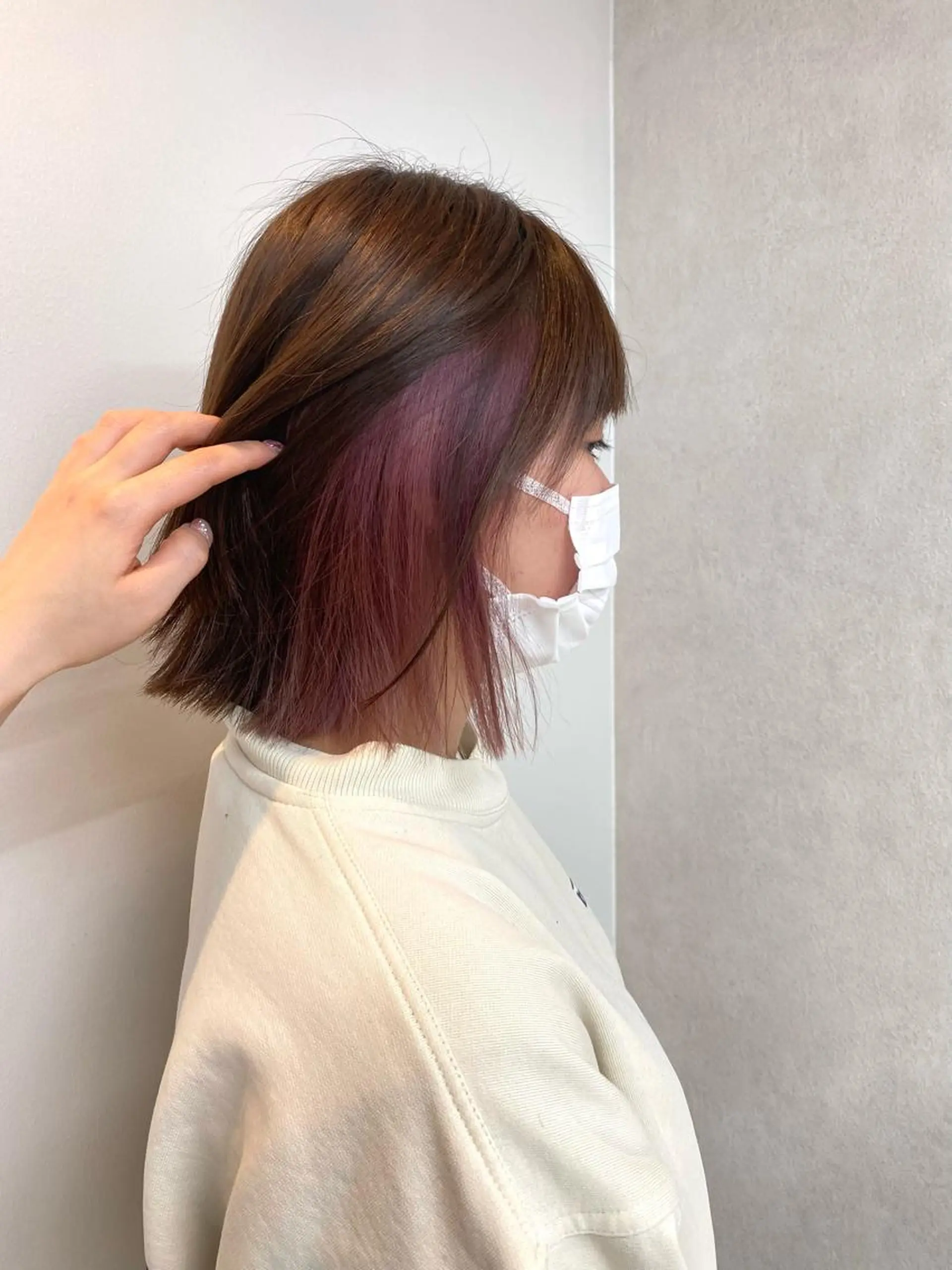 ミディアム カラー ピンクカラー ピンクパープル パープルカラー HARUKA🍒 toccaのヘアスタイル
