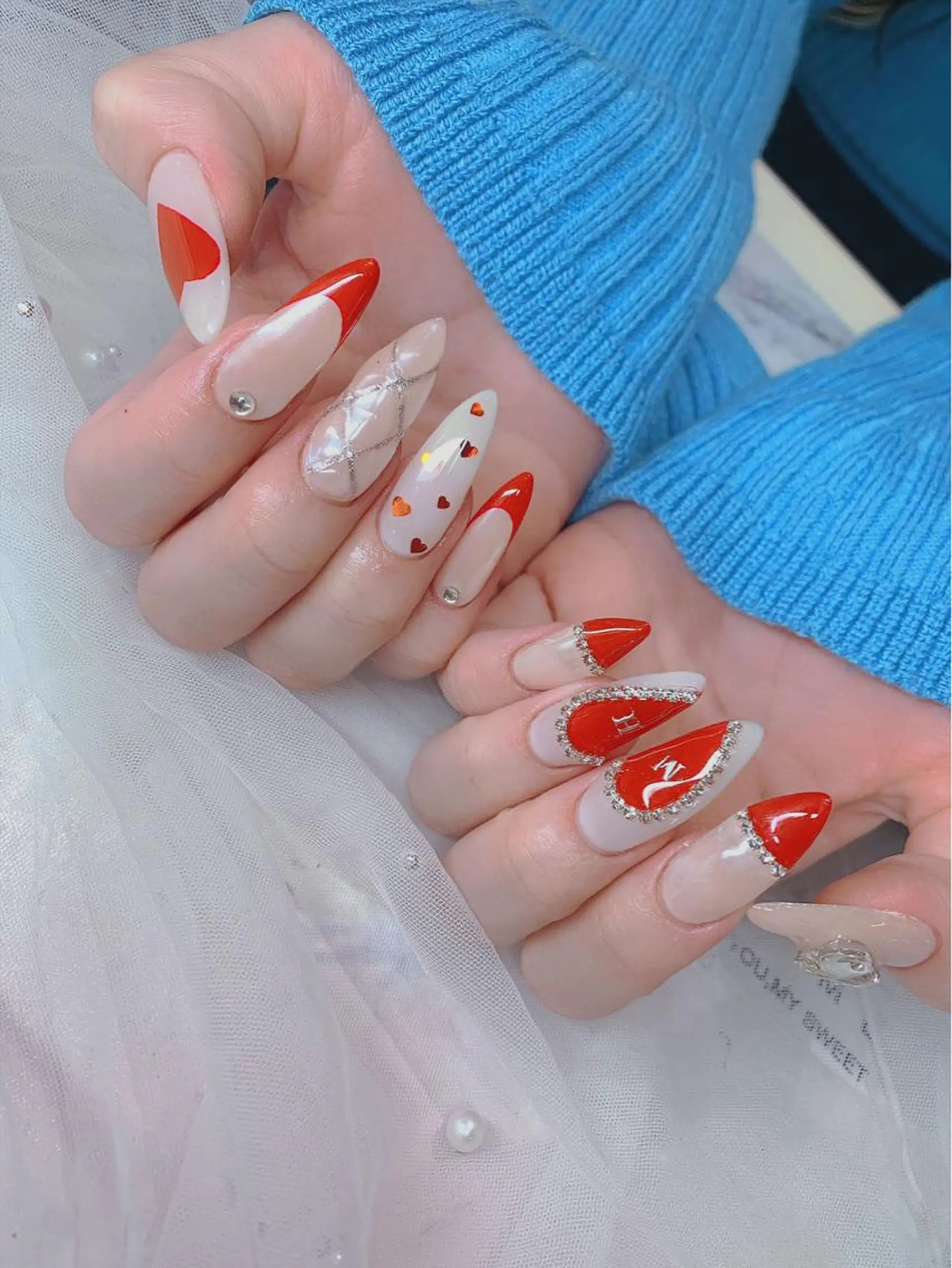 ネイル ハート ストーンネイル 美爪パラジェル導入店 Sunnilyのネイルデザイン