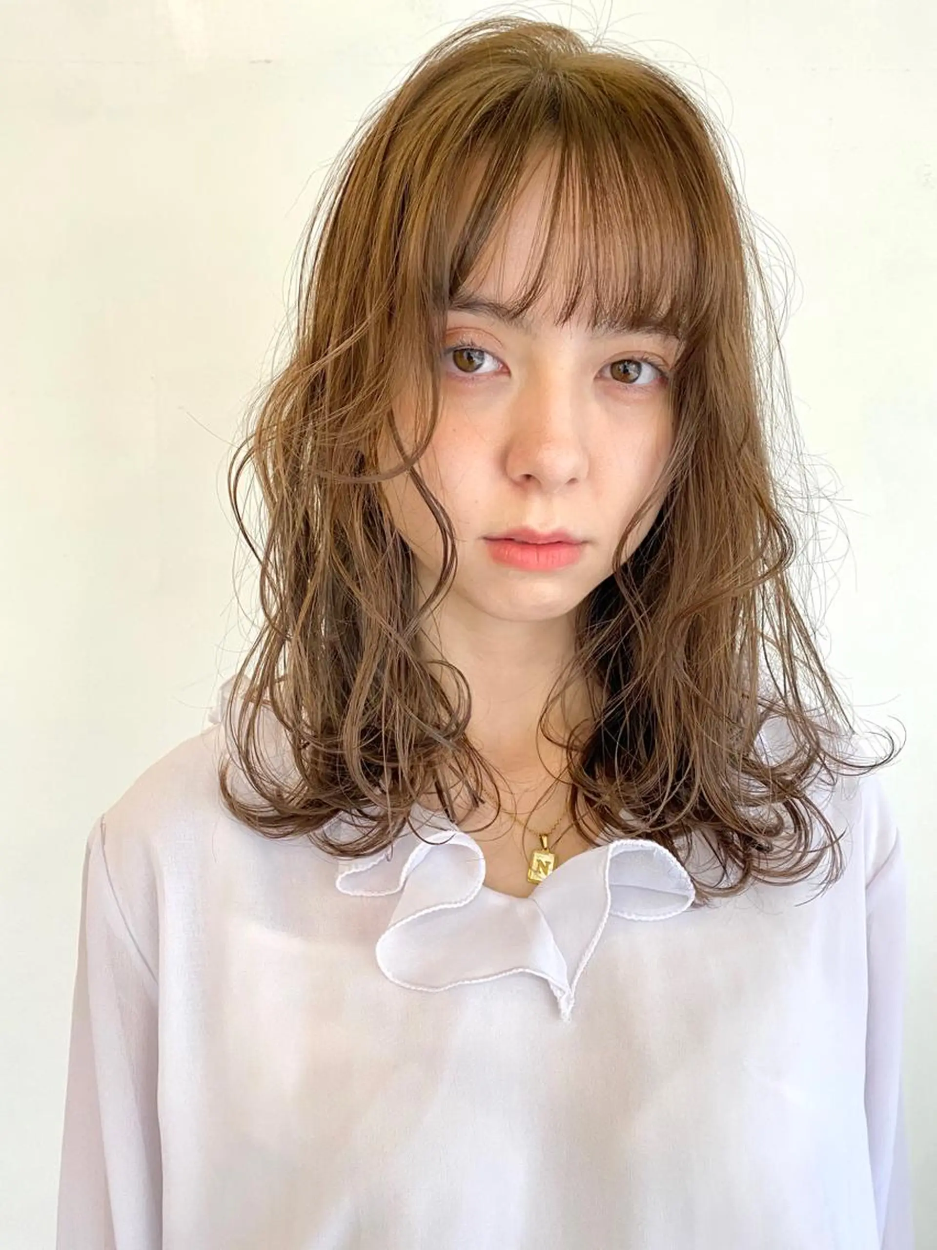 ミディアム カラー カット ヘアカラー ハイトーン/顔まわり Nina💒のヘアスタイル