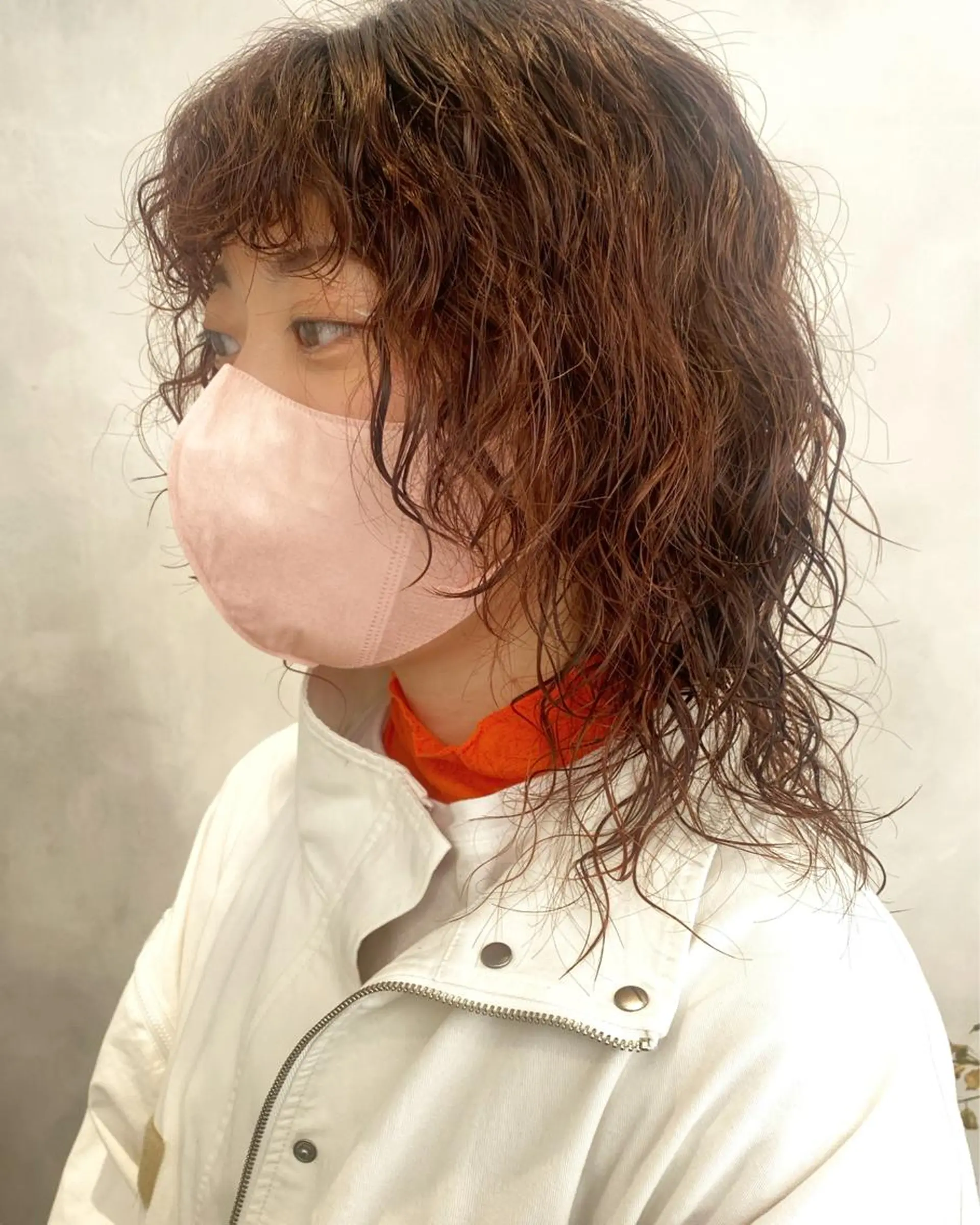 ミディアム パーマ カット パーマ トリートメント デザインカラー/パー マ🦖外岡咲希🦖のヘアスタイル