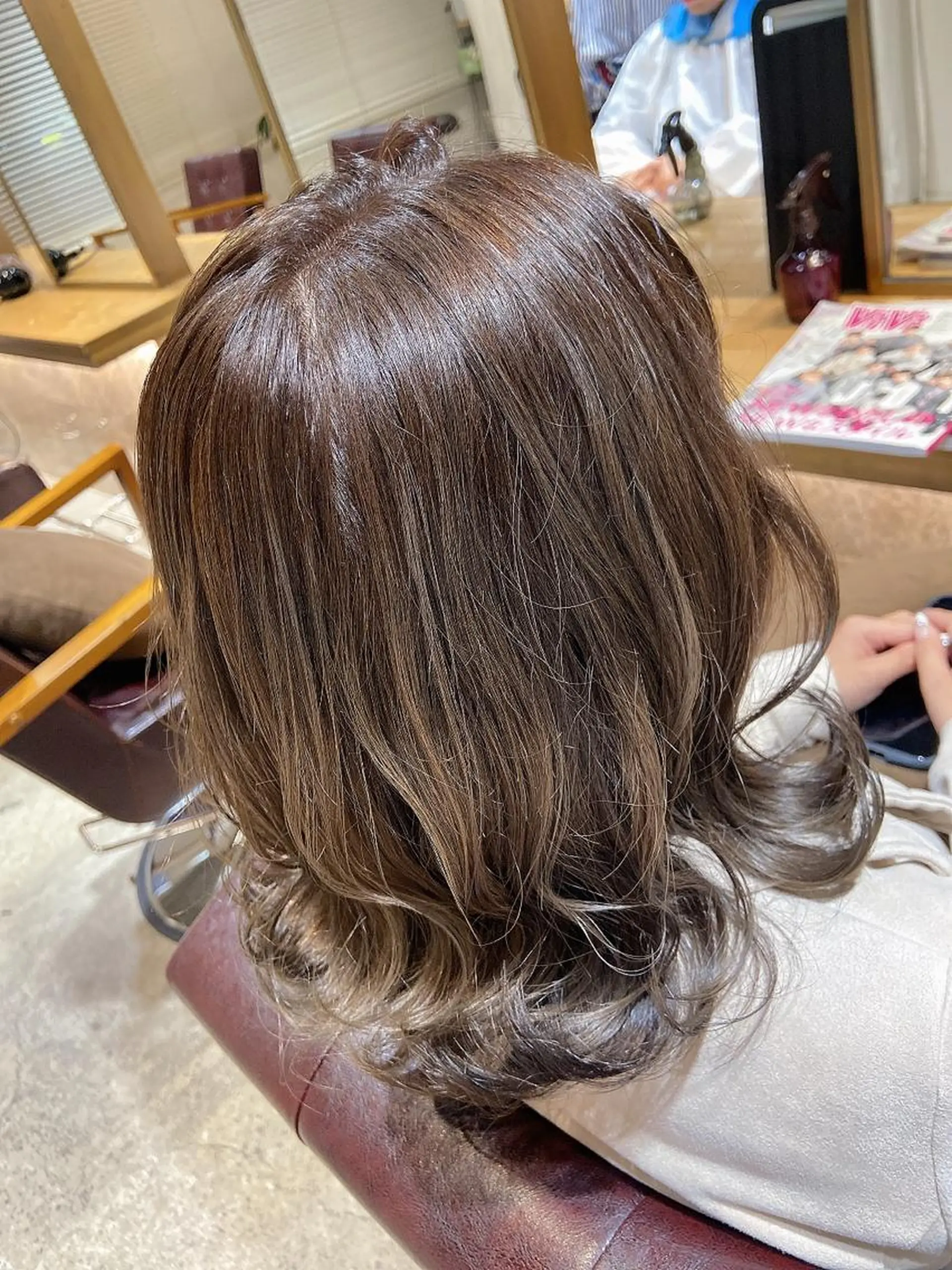 セミロング カラー ヘアアレンジ 結婚式・ブライダル セミロングパーマ ベージュカラー 黒髪 ブルーカラー ヘアカラー トリートメント ヘアセット ＊ヘッドスパ＊ 保田   遥＊のヘアスタイル