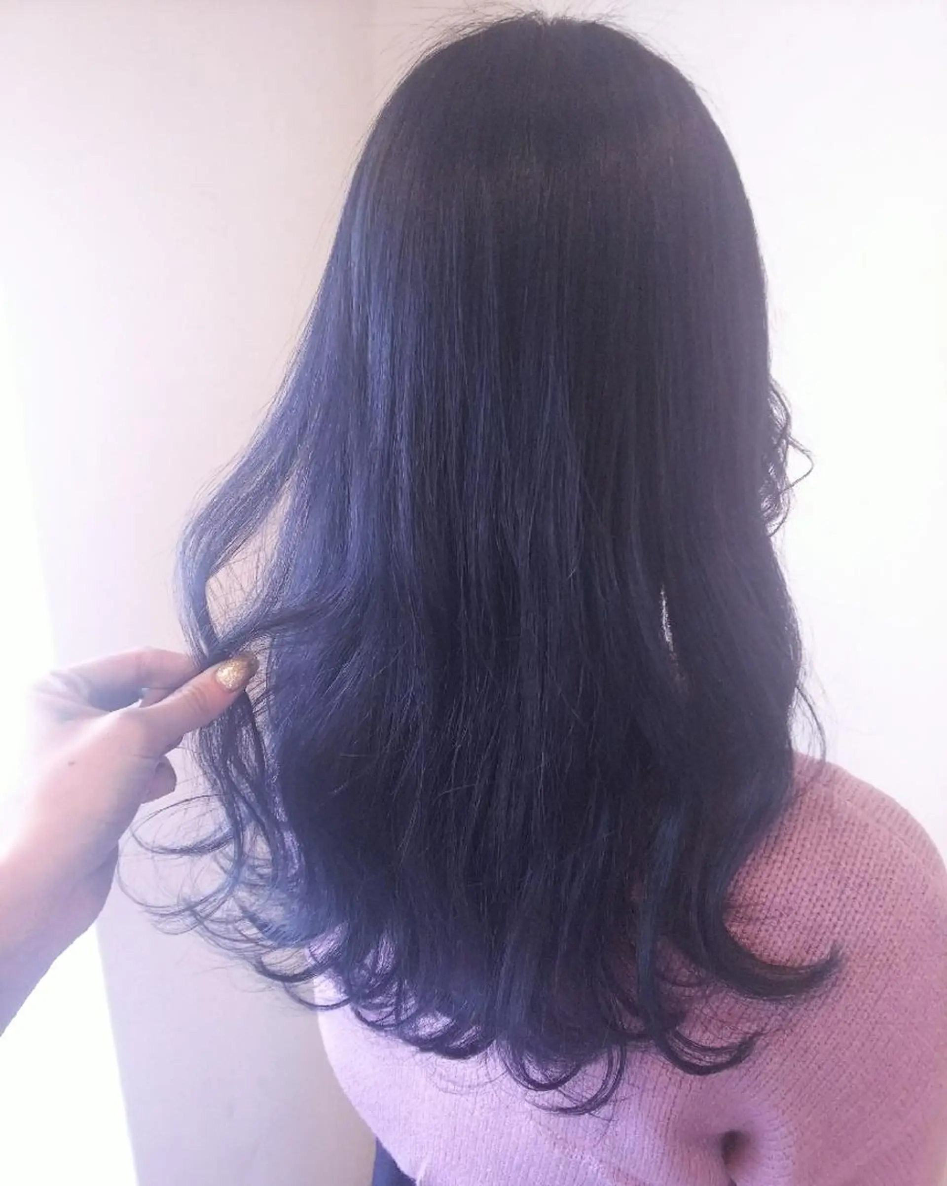 ロング カラー グレージュ ネイビーカラー JIL BLAN 京都所属・RU RIのヘアスタイル