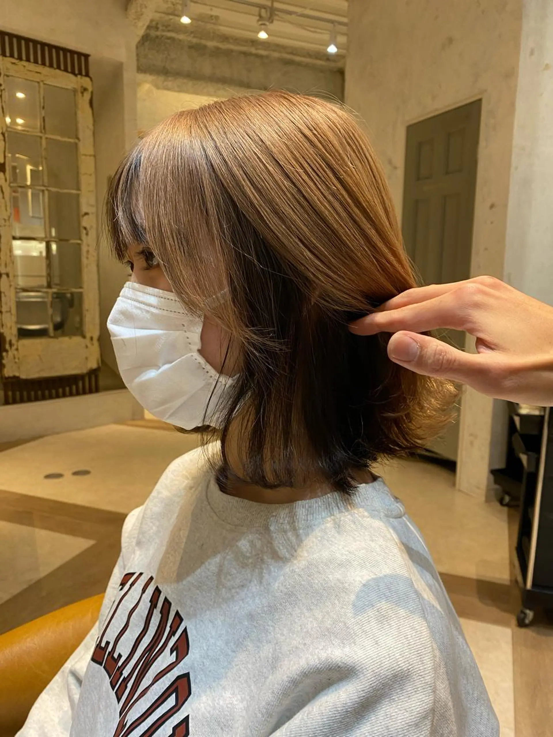 カラー ベージュカラー ミルクティーベージュ 艶カラー/ボブ /似合わせ/田口愛那のヘアスタイル