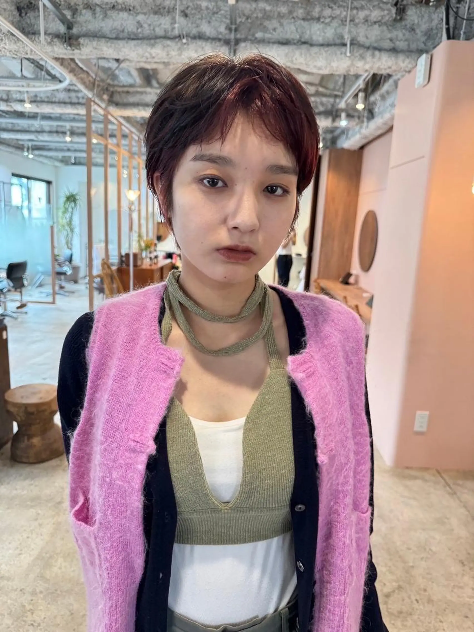 ミディアム カラー ショートボブ ミディアムパーマ アディクシーカラー ブリーチ ケアブリーチ カット ヘアカラー トリートメント ヘッドスパ CEINE OURのヘアスタイル