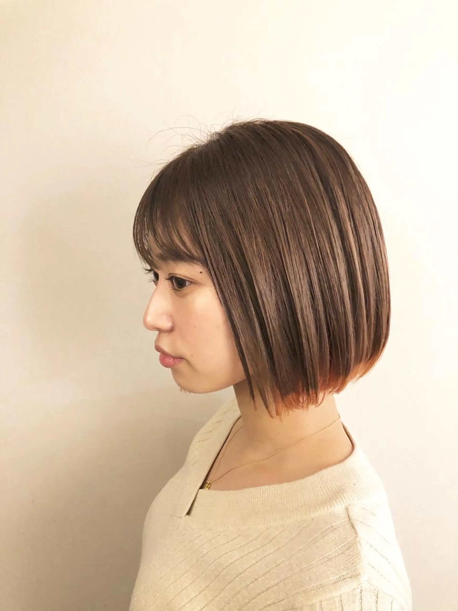 ショート カラー パーマ ヘアアレンジ ワンレンボブ ボブ 徳永 大樹のヘアスタイル