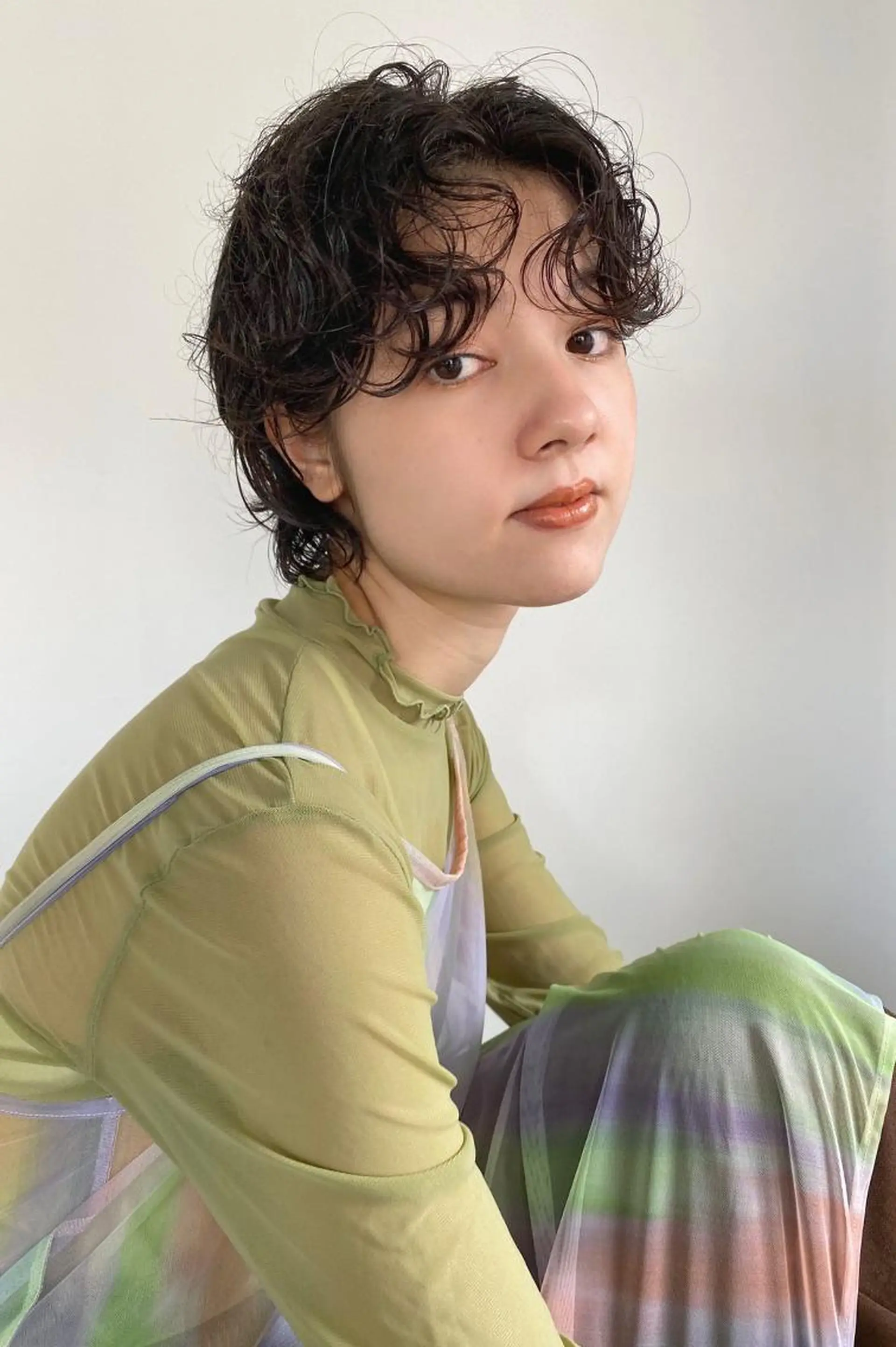 セミロング カラー パーマ ショートボブ セミロングパーマ アディクシーカラー ブリーチ ケアブリーチ ヘアカラー トリートメント CEINE OURのヘアスタイル