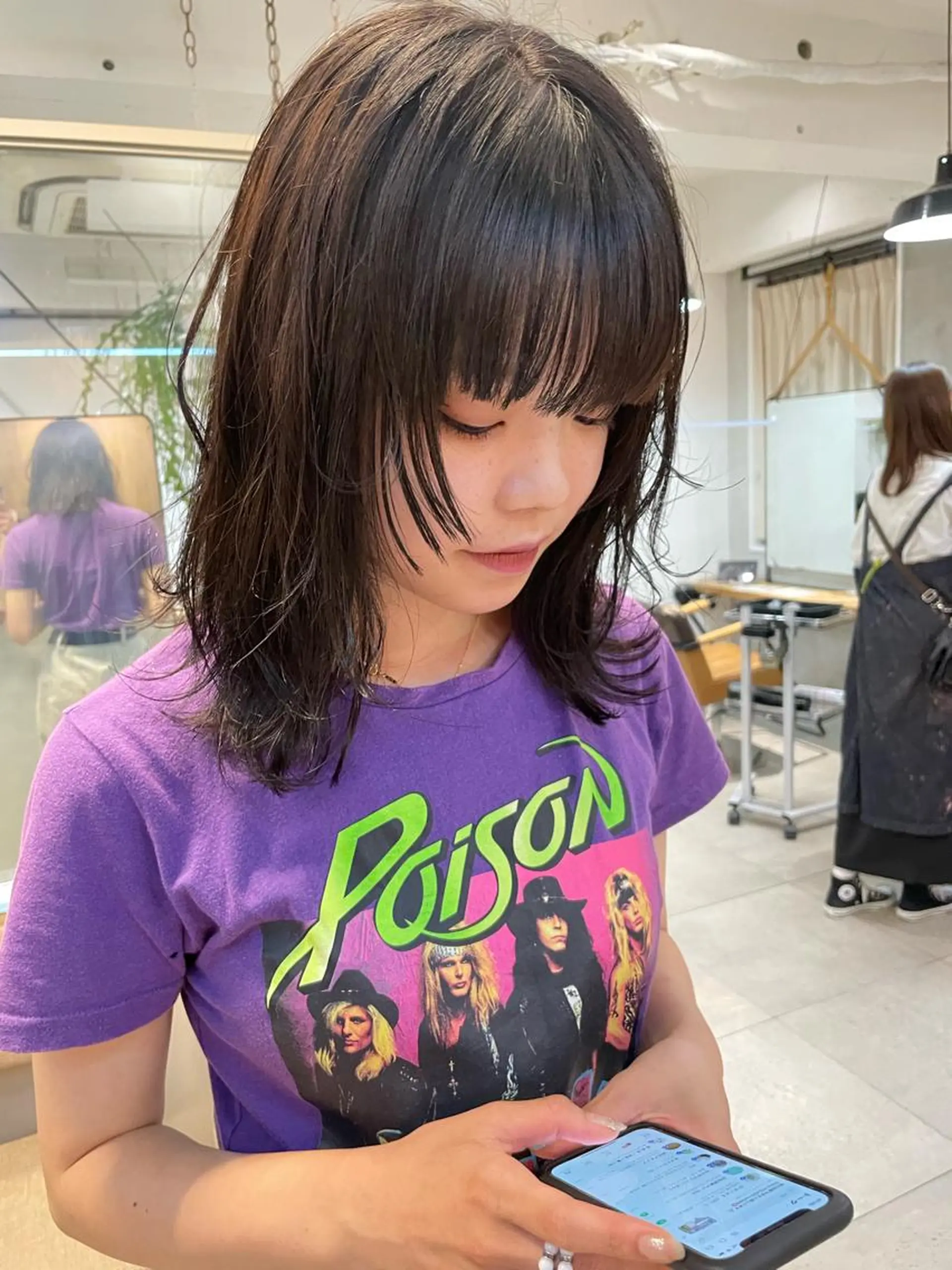 セミロング カラー ヘアアレンジ 小顔レイヤー×コンパ クトボブ/林隆平のヘアスタイル