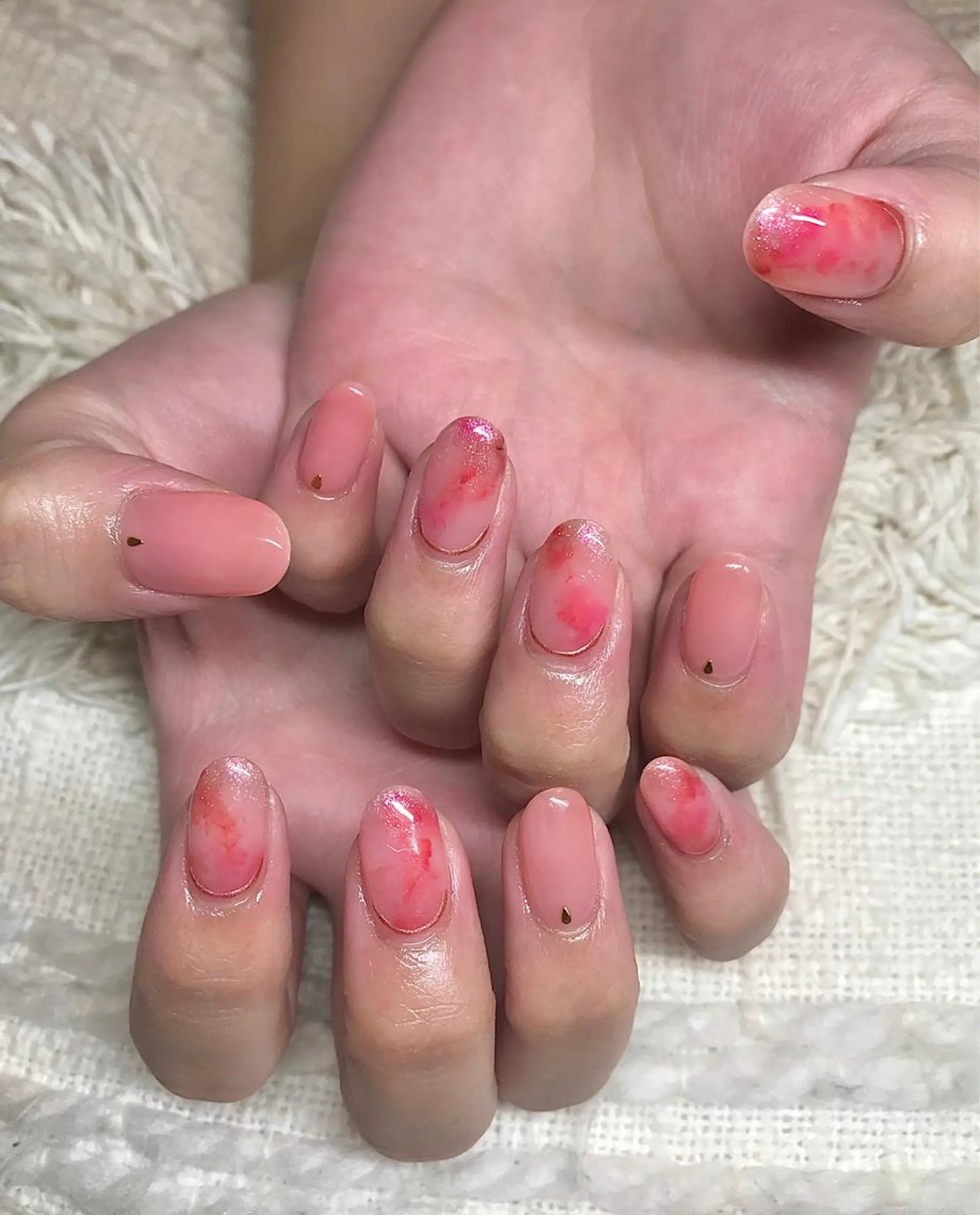 ミディアム カラー パーマ ヘアアレンジ メンズ キッズ ネイル マツエク・マツパ ピンクカラー カラーマツエク クリアネイル ピンク nail&eye Aoのマツエク・マツパデザイン