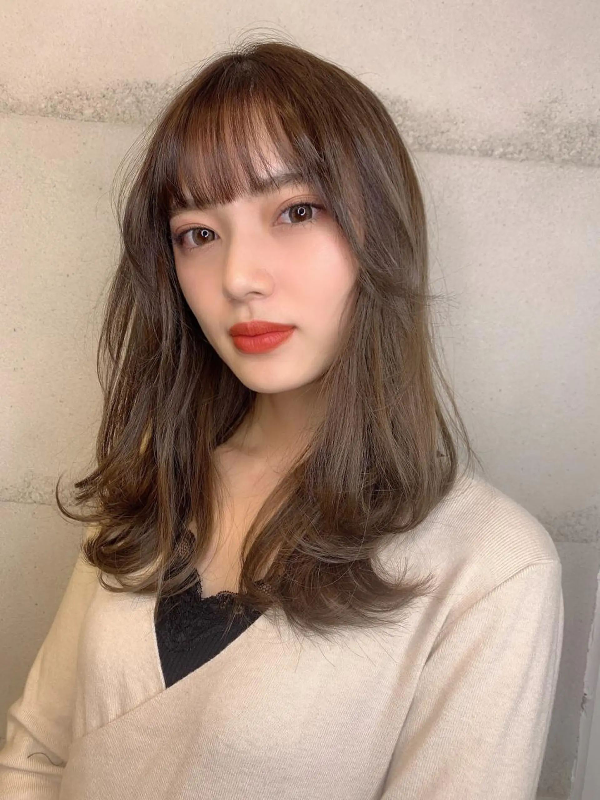 ミディアム カラー 透明感/オリーブ/ グレージュ/YUKAのヘアスタイル