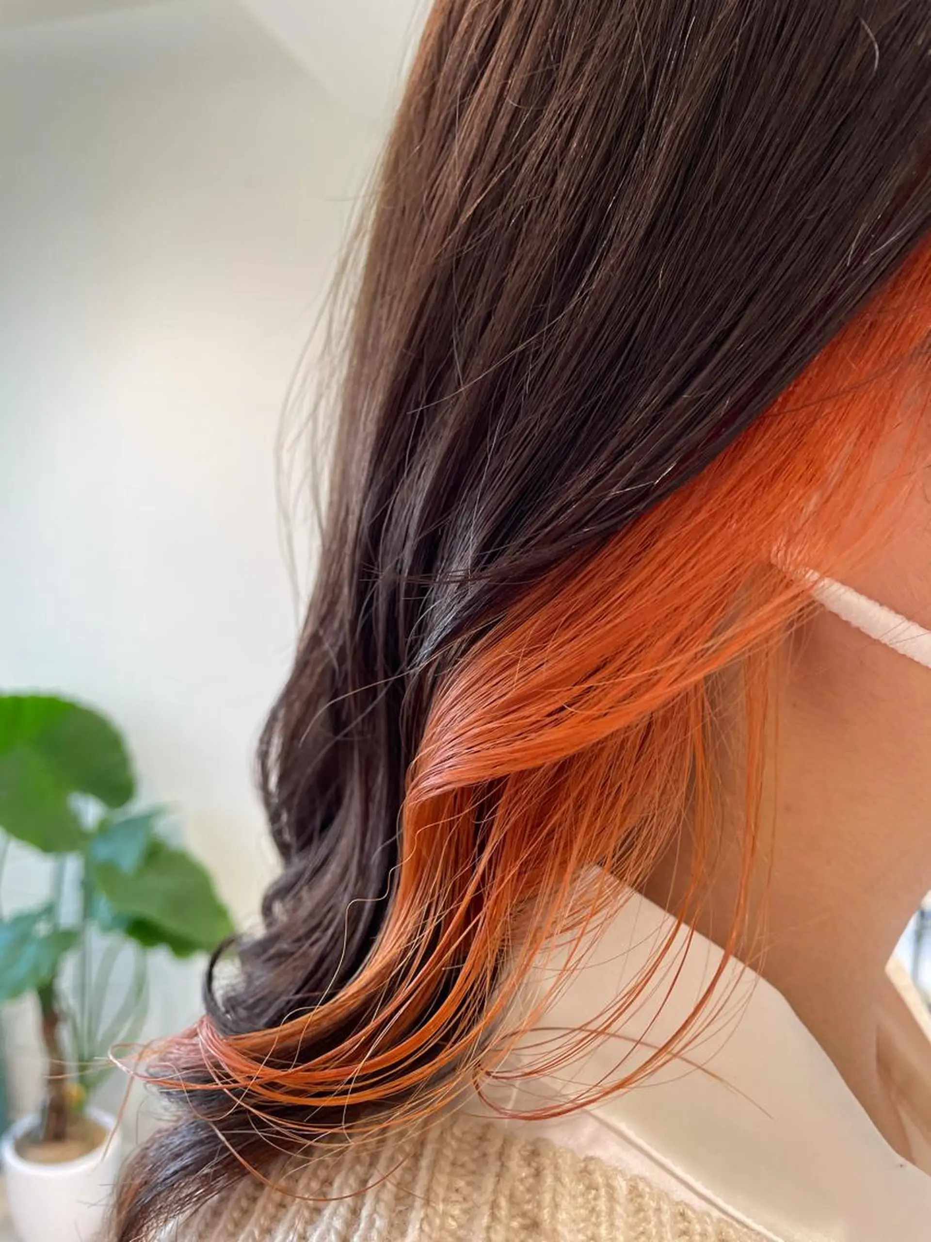 ミディアム カラー オレンジ ボブ/インナーカラー /眉毛/Miyuのヘアスタイル