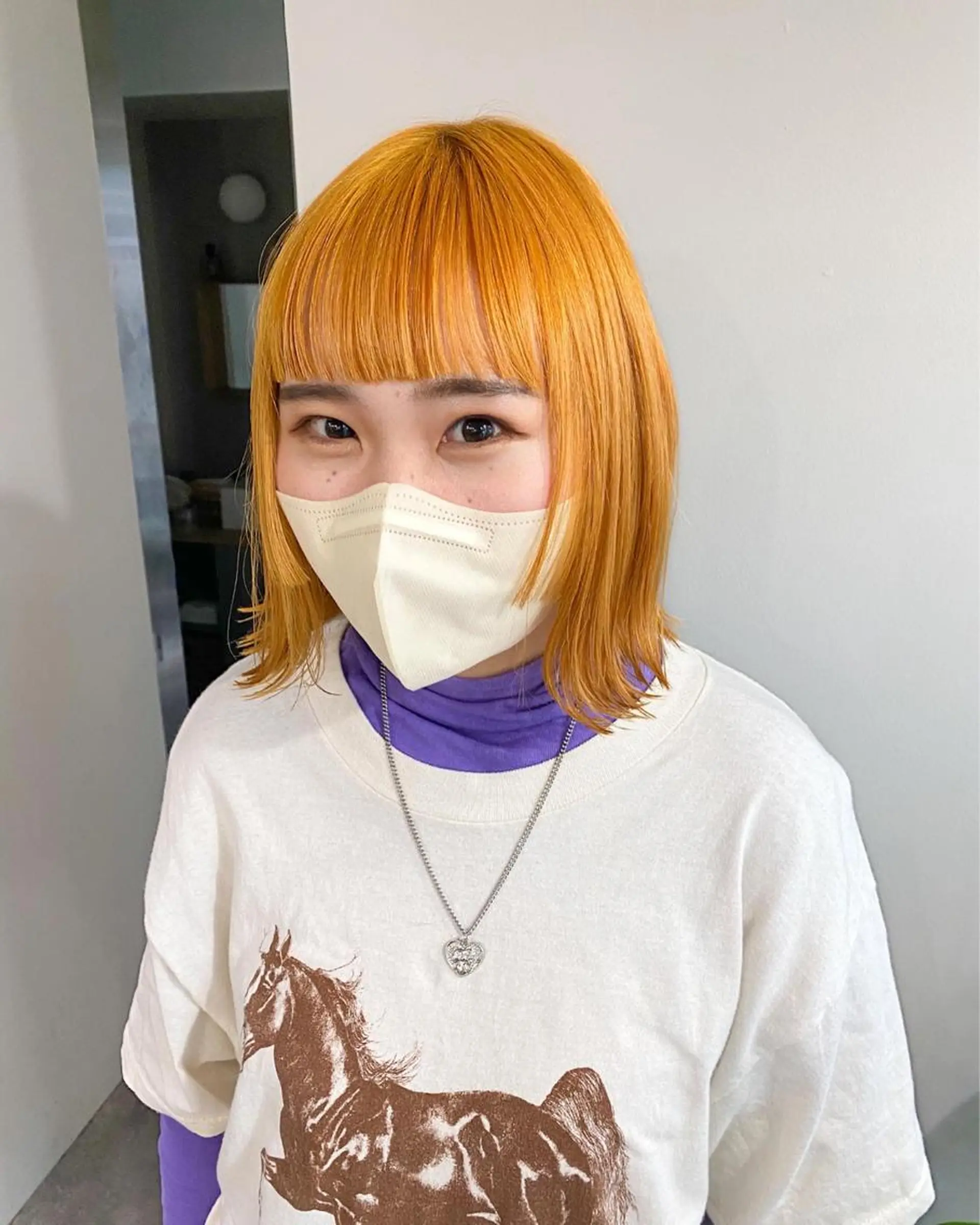 ミディアム カラー ヘアアレンジ オレンジ ヘアカラー ボブ /ニュアンス/ satomi🧸💖のヘアスタイル