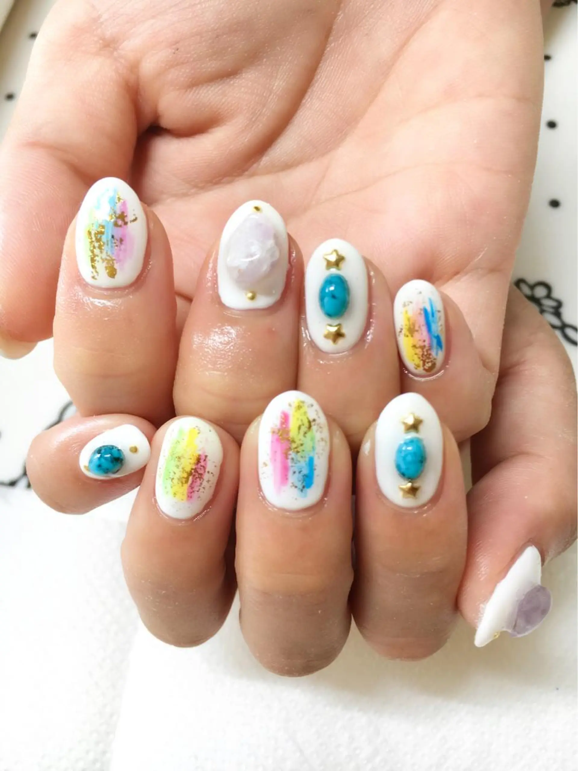 ネイル フットネイル ジェルネイル ミラーネイル パラジェル 春ネイル clover nailのネイルデザイン