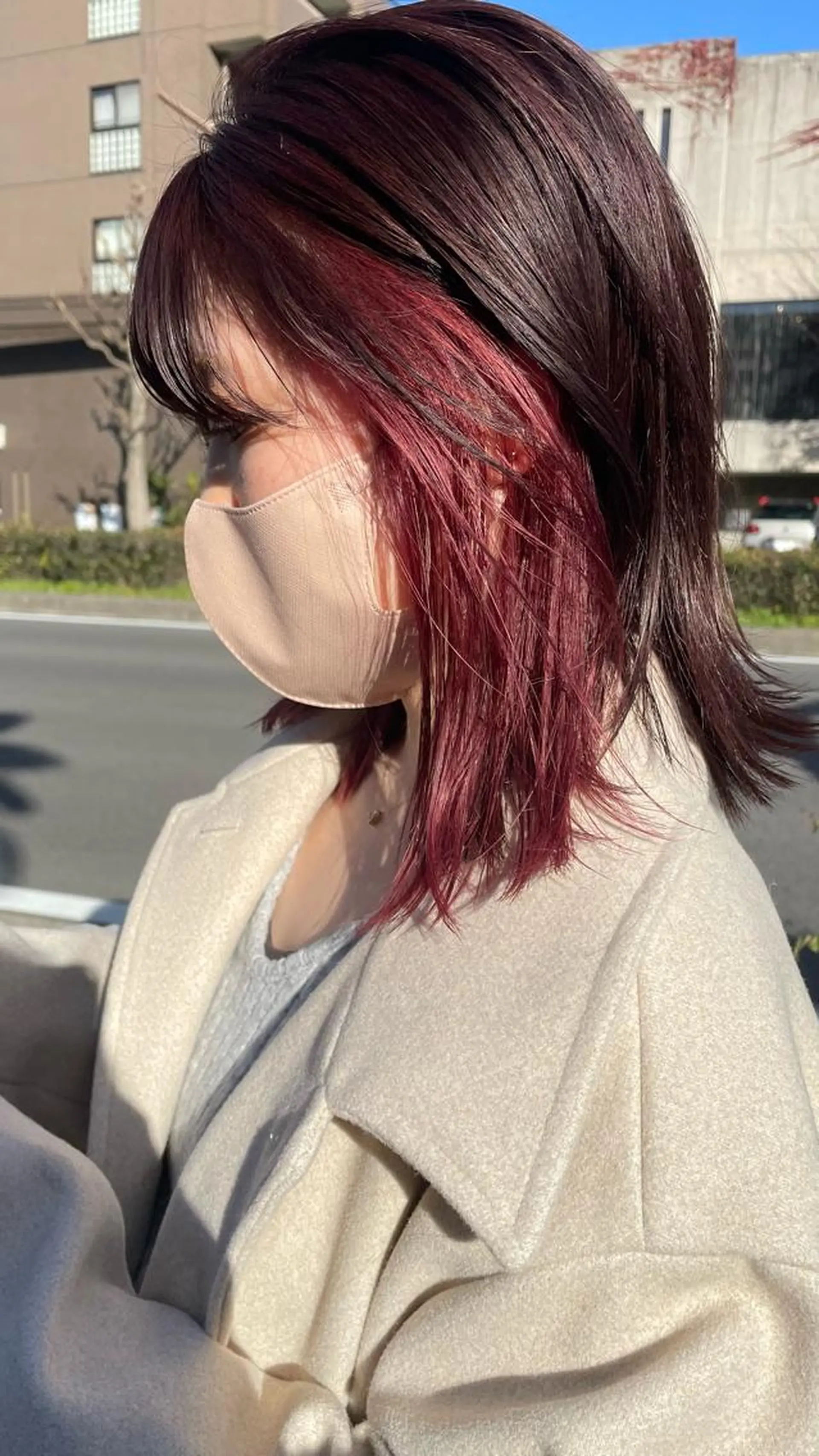 ミディアム オリーブカラー 長谷川のヘアスタイル